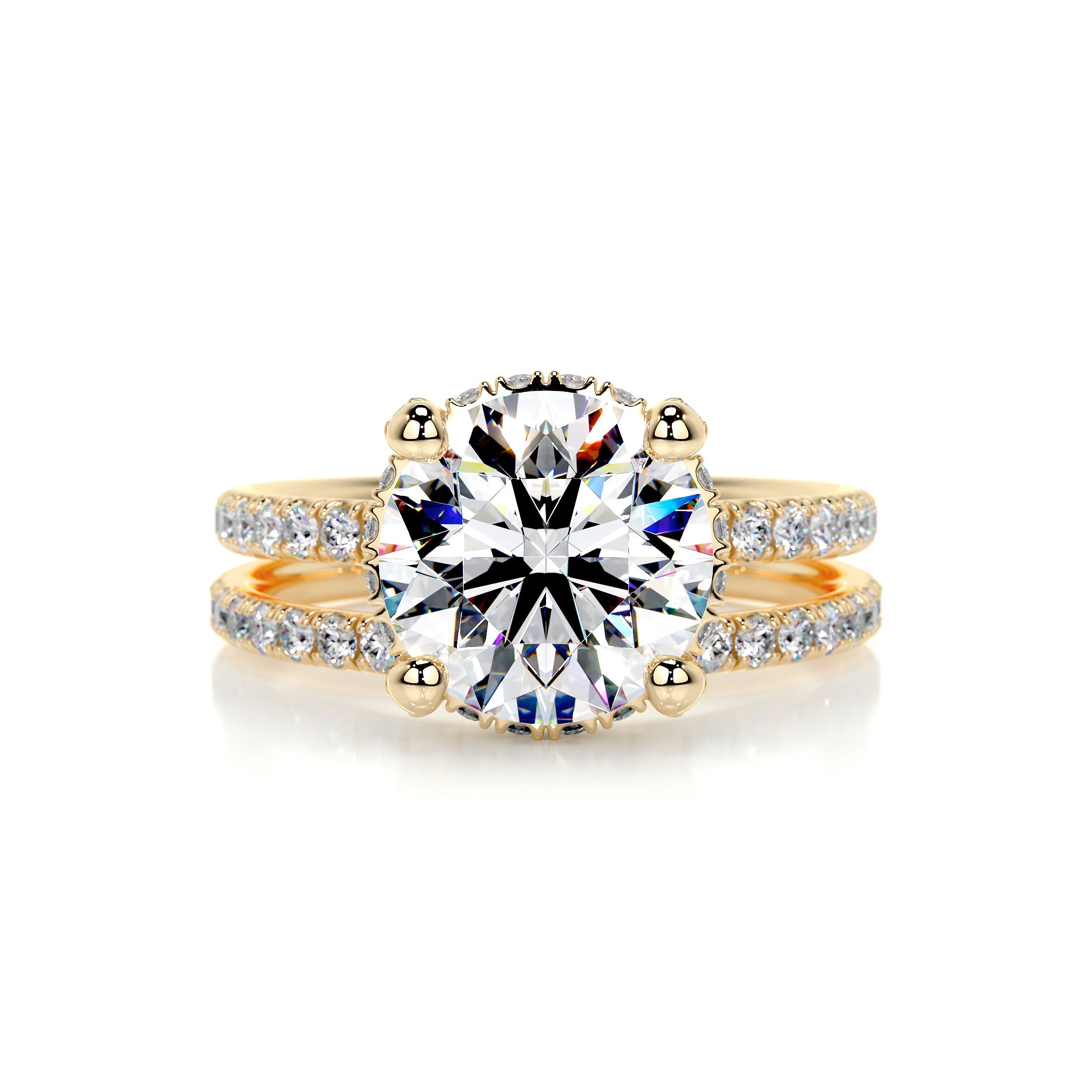 Quinn Moissanite & Diamonds Bridal set -18K Yellow Gold (RTS)