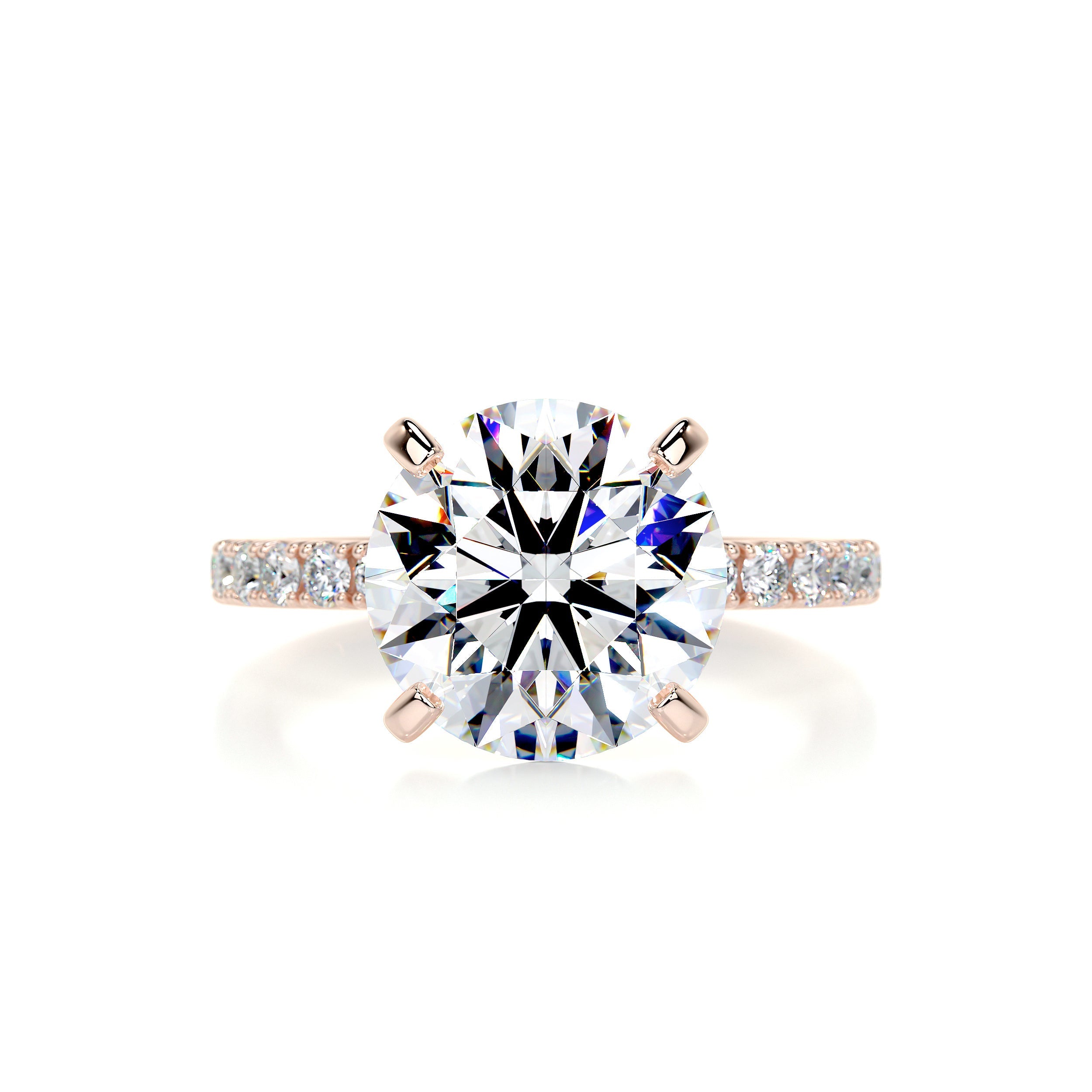 Alison Moissanite & Diamonds Ring   (5.5 Carat) -14K Rose Gold (RTS)
