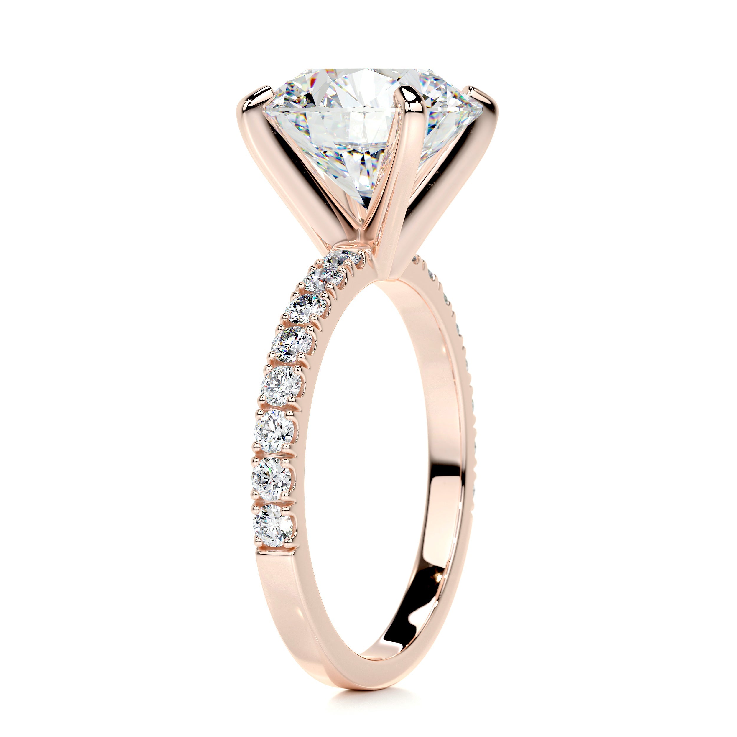 Alison Moissanite & Diamonds Ring   (5.5 Carat) -14K Rose Gold (RTS)