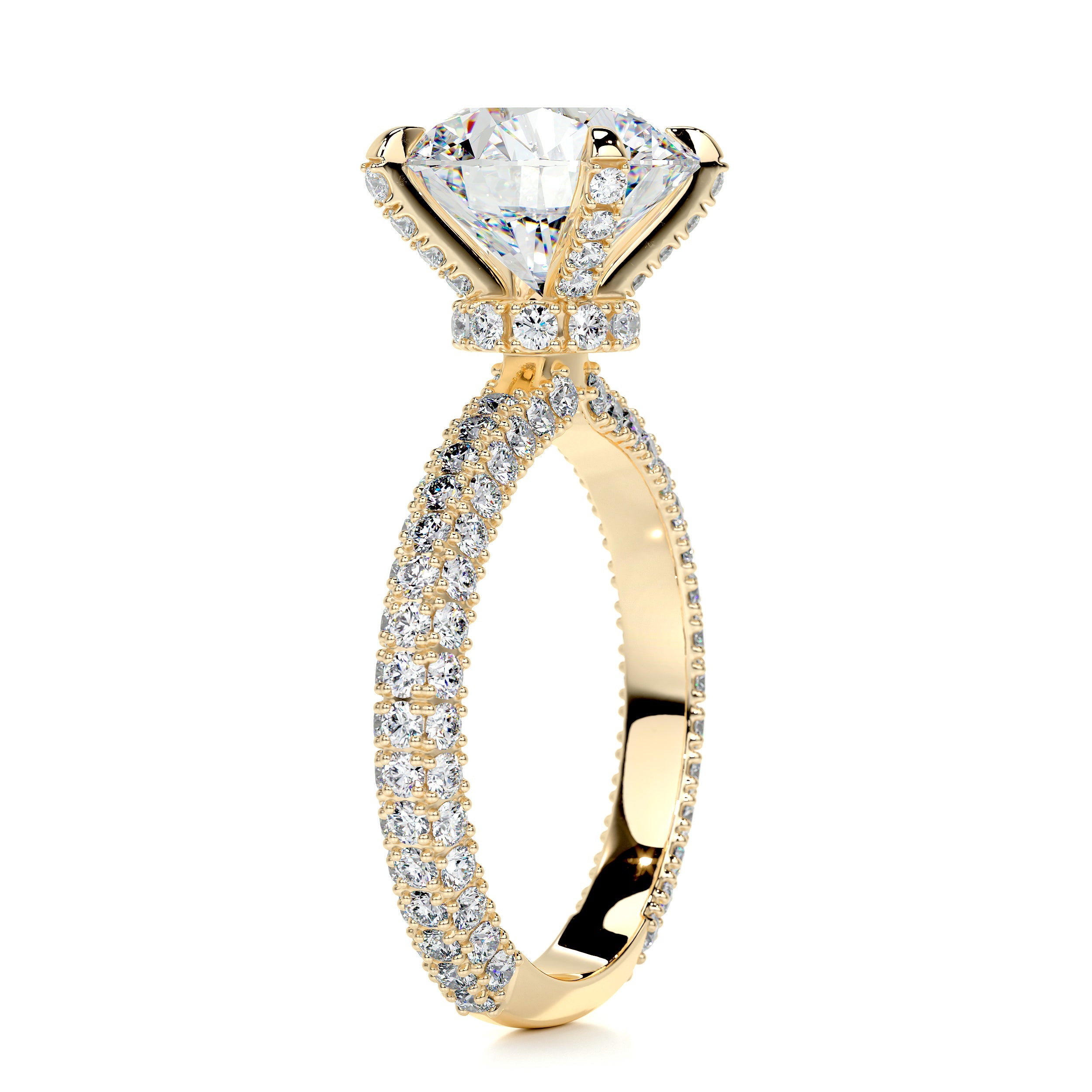 Milly Moissanite & Diamonds Ring   (4.12 Carat) -14K Yellow Gold (RTS)