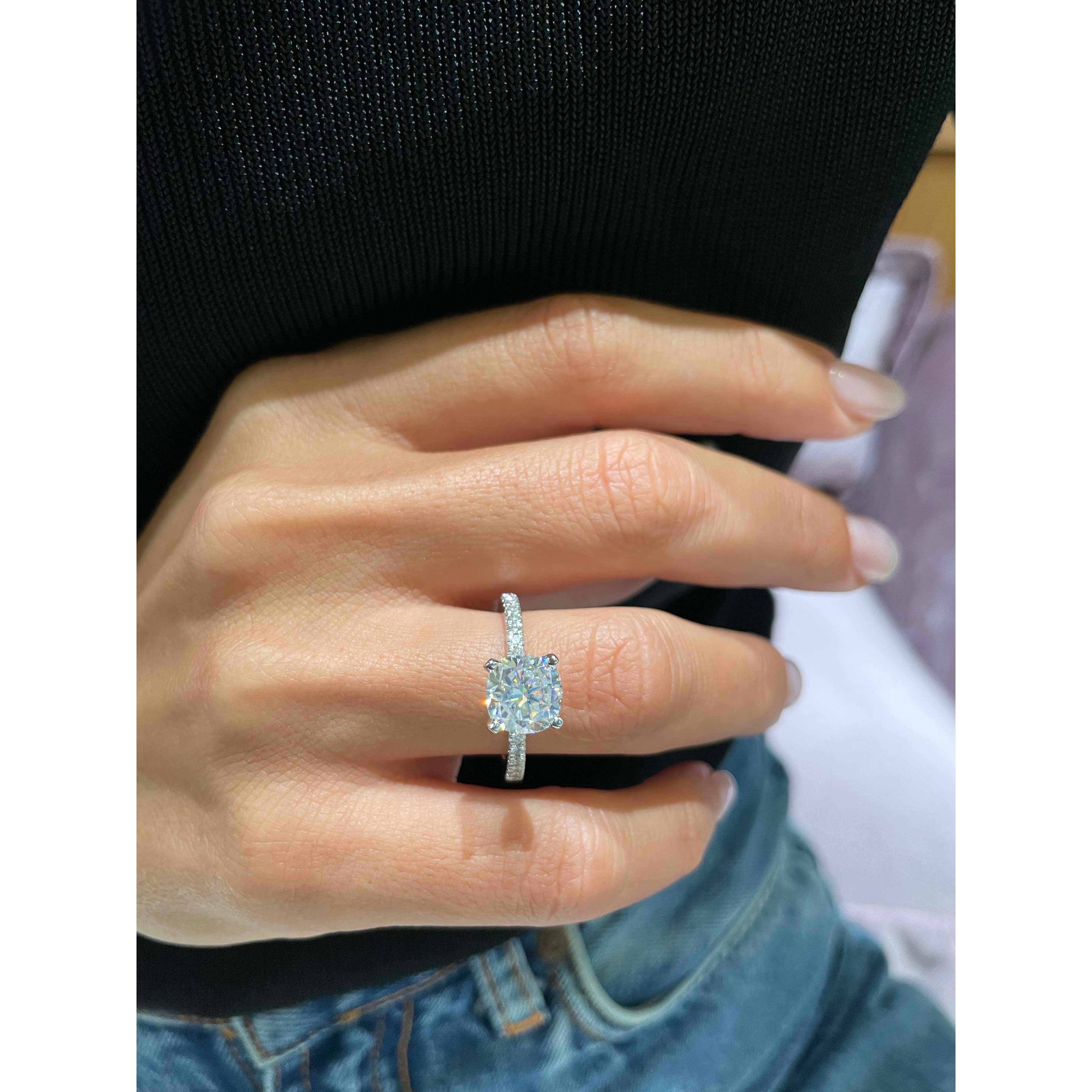 Stephanie Moissanite & Diamond Ring -Platinum (RTS)