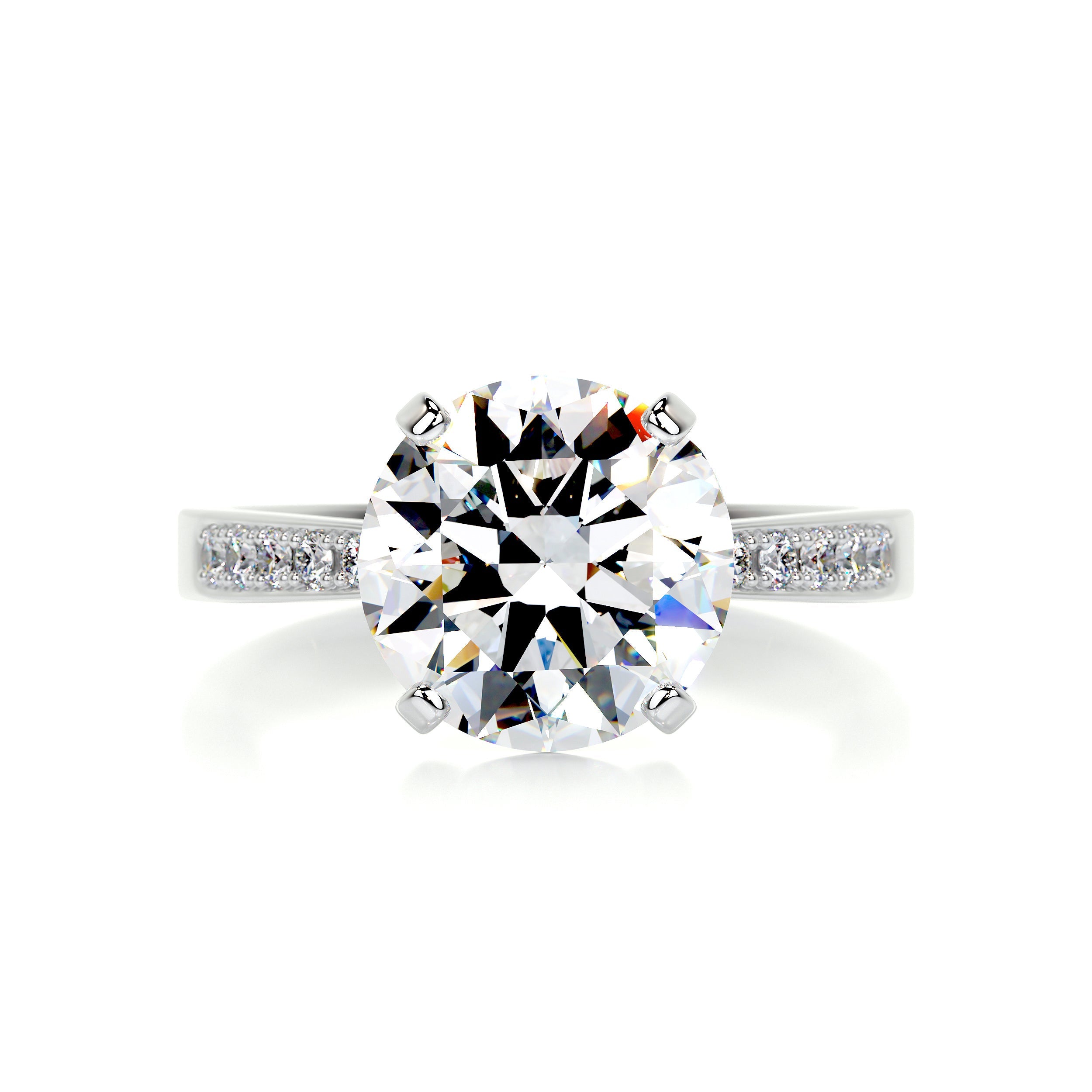 Margaret Moissanite & Diamond Ring -18K White Gold (RTS)