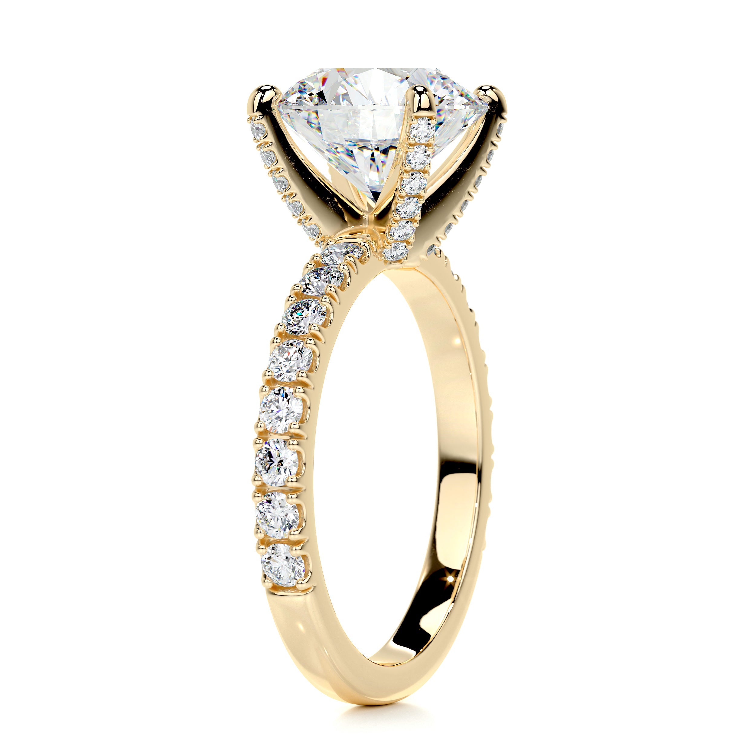 Alison Moissanite & Diamonds Ring   (3.75 Carat) -18K Yellow Gold (RTS)