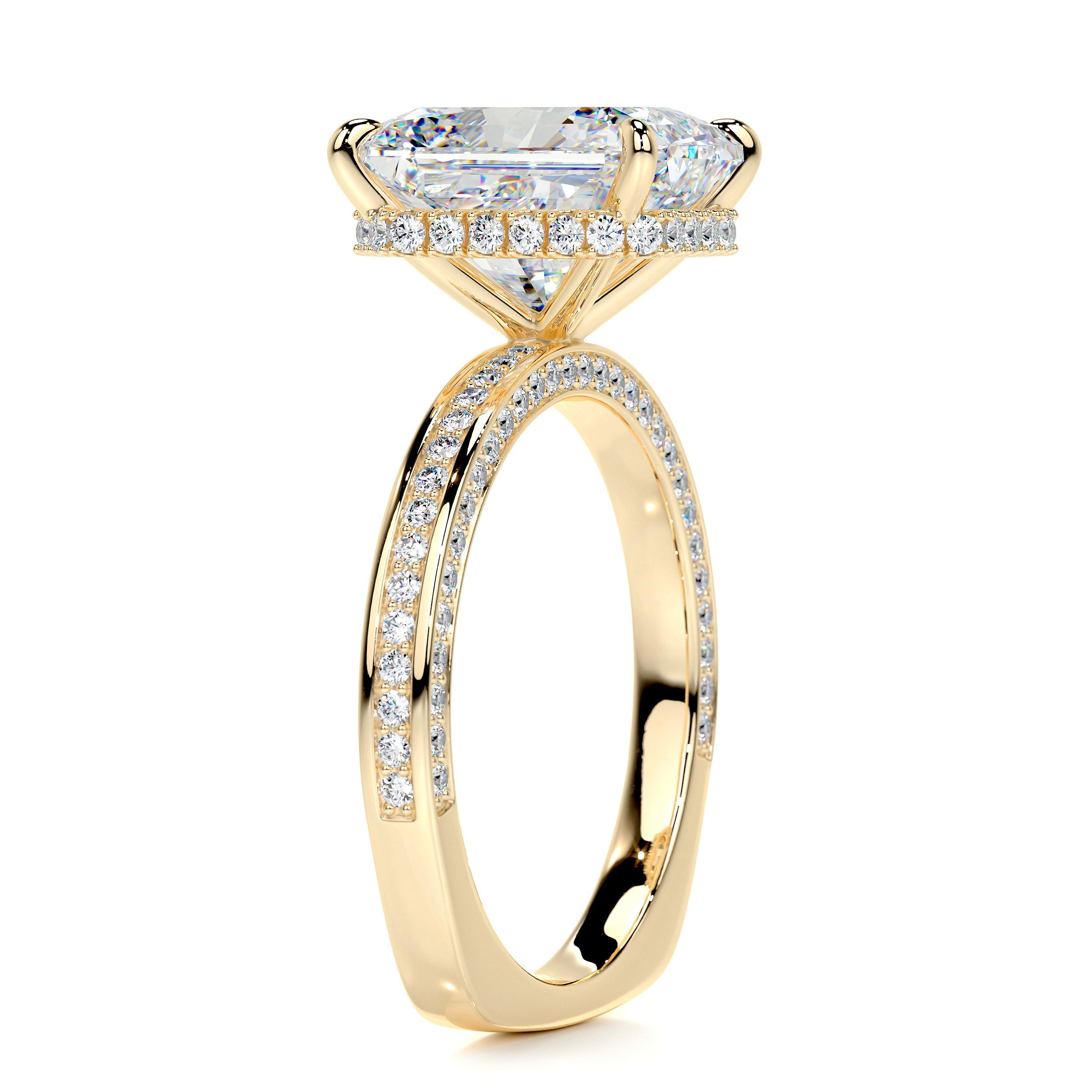Pamela Moissanite & Diamonds Ring   (4.2 Carat) -18K Yellow Gold (RTS)