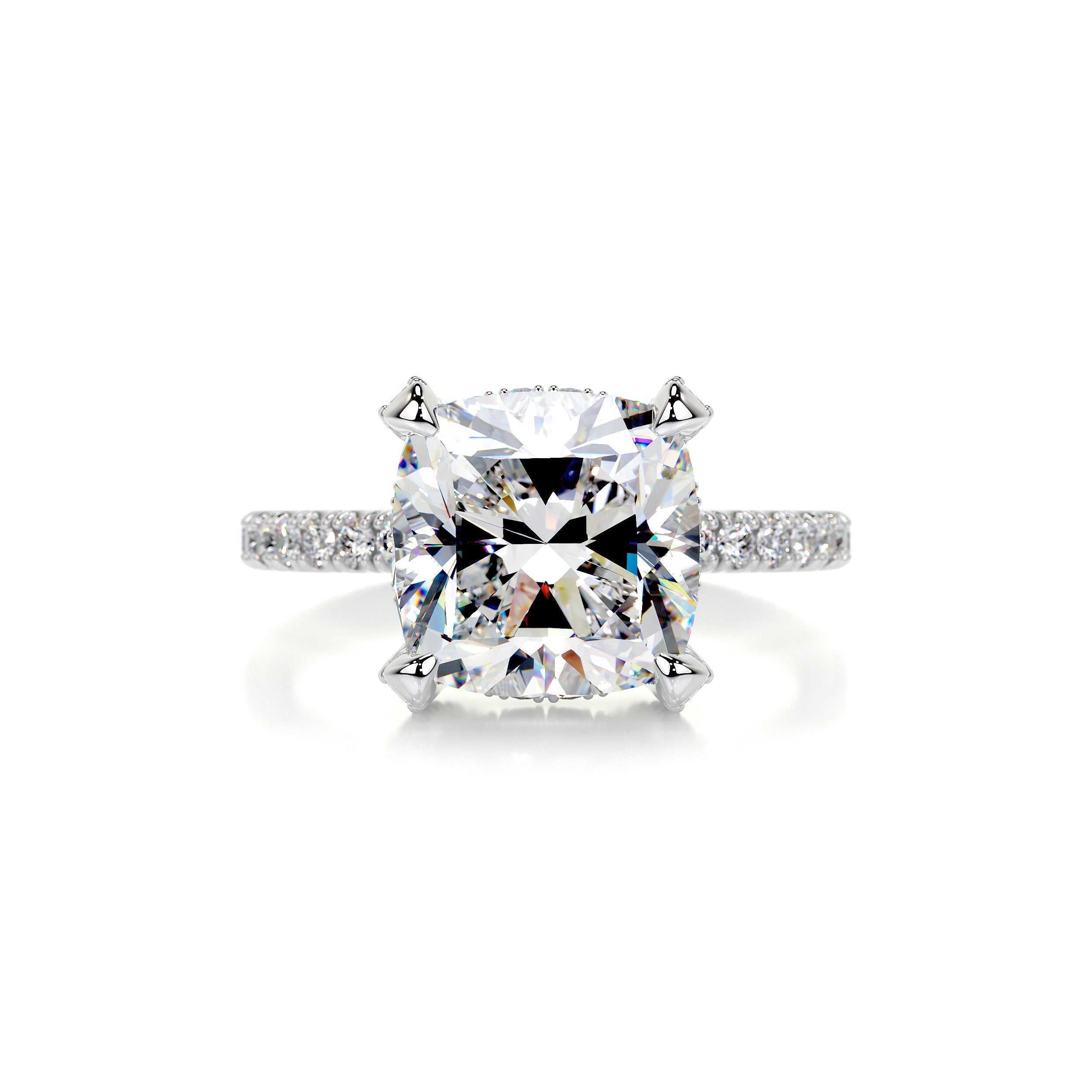 Quinn Moissanite & Diamonds Ring   (3 Carat) -14K White Gold (RTS)