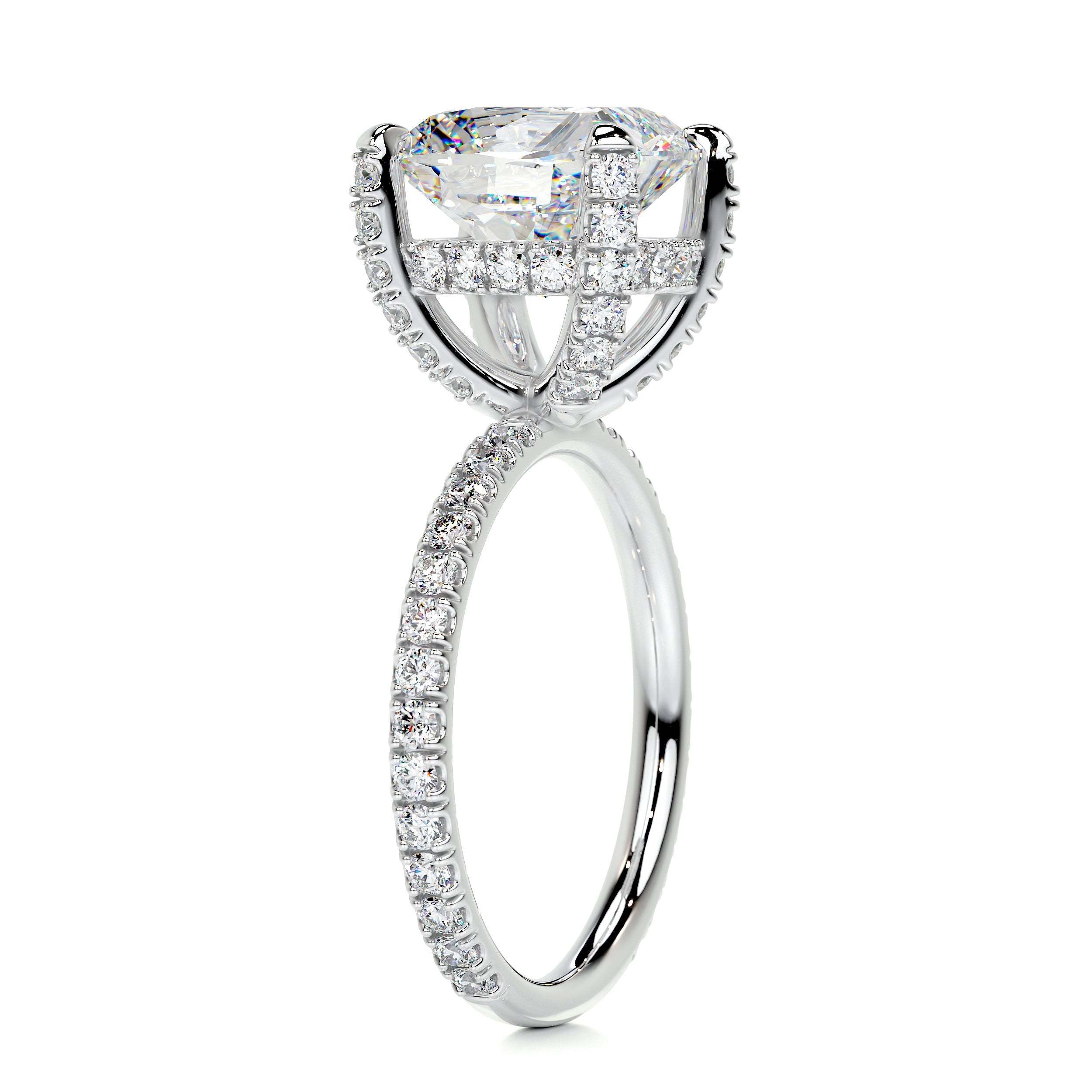 Quinn Moissanite & Diamond Ring -14K White Gold  (RTS)