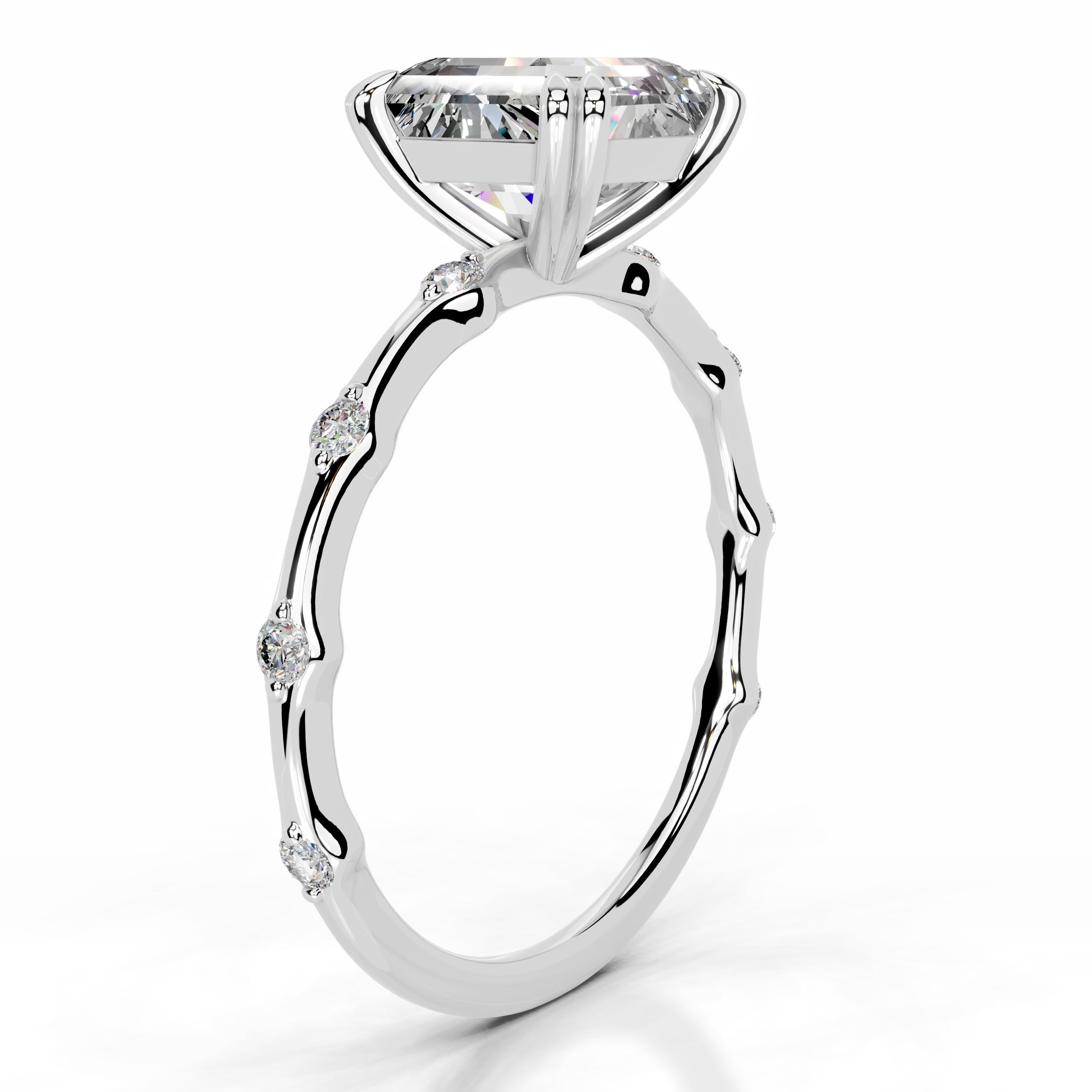 Wilma Moissanite & Diamonds Ring - 14K White Gold