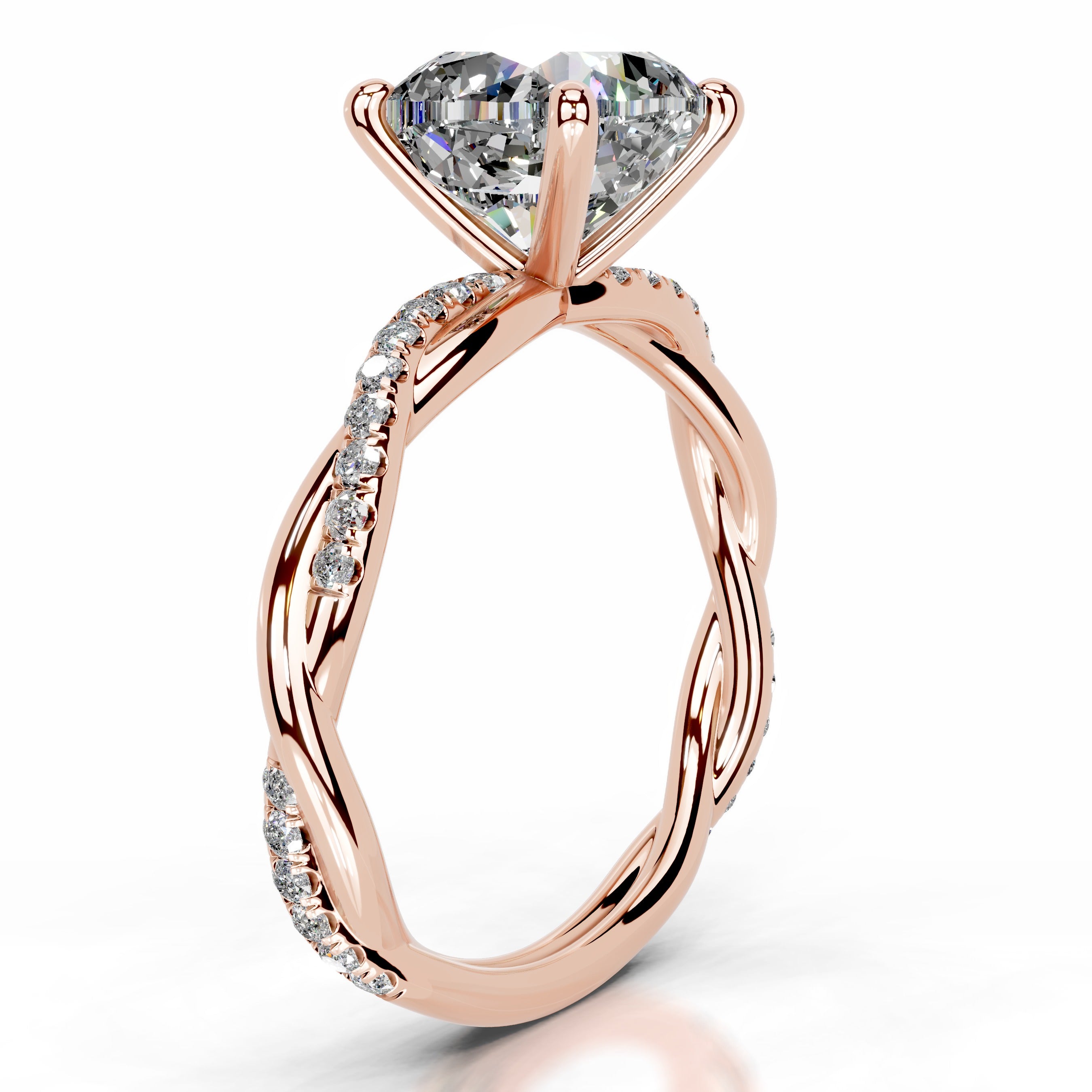 Crystal Moissanite & Diamonds Ring - 14K Rose Gold