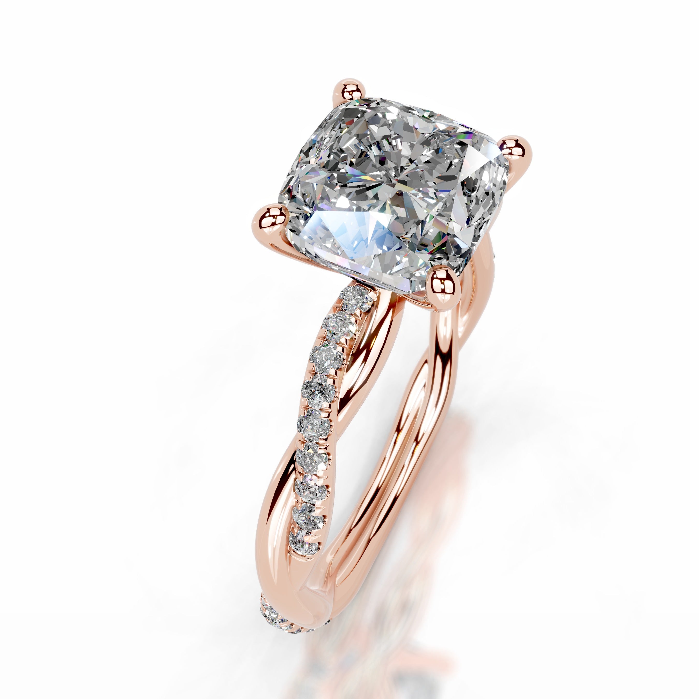 Crystal Moissanite & Diamonds Ring - 14K Rose Gold