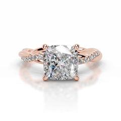 Crystal Moissanite & Diamonds Ring - 14K Rose Gold