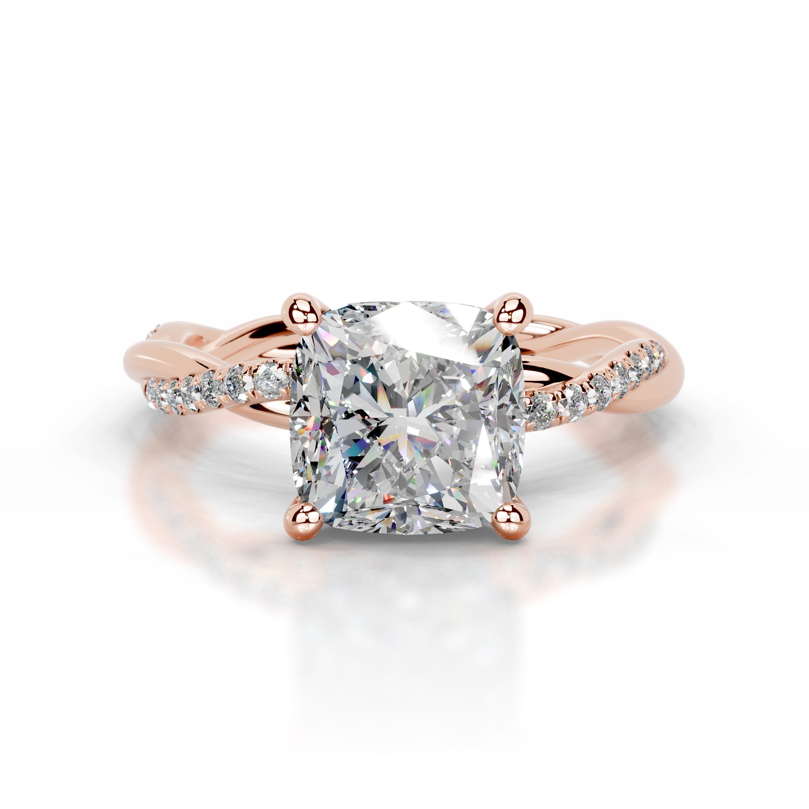 Crystal Moissanite & Diamonds Ring - 14K Rose Gold