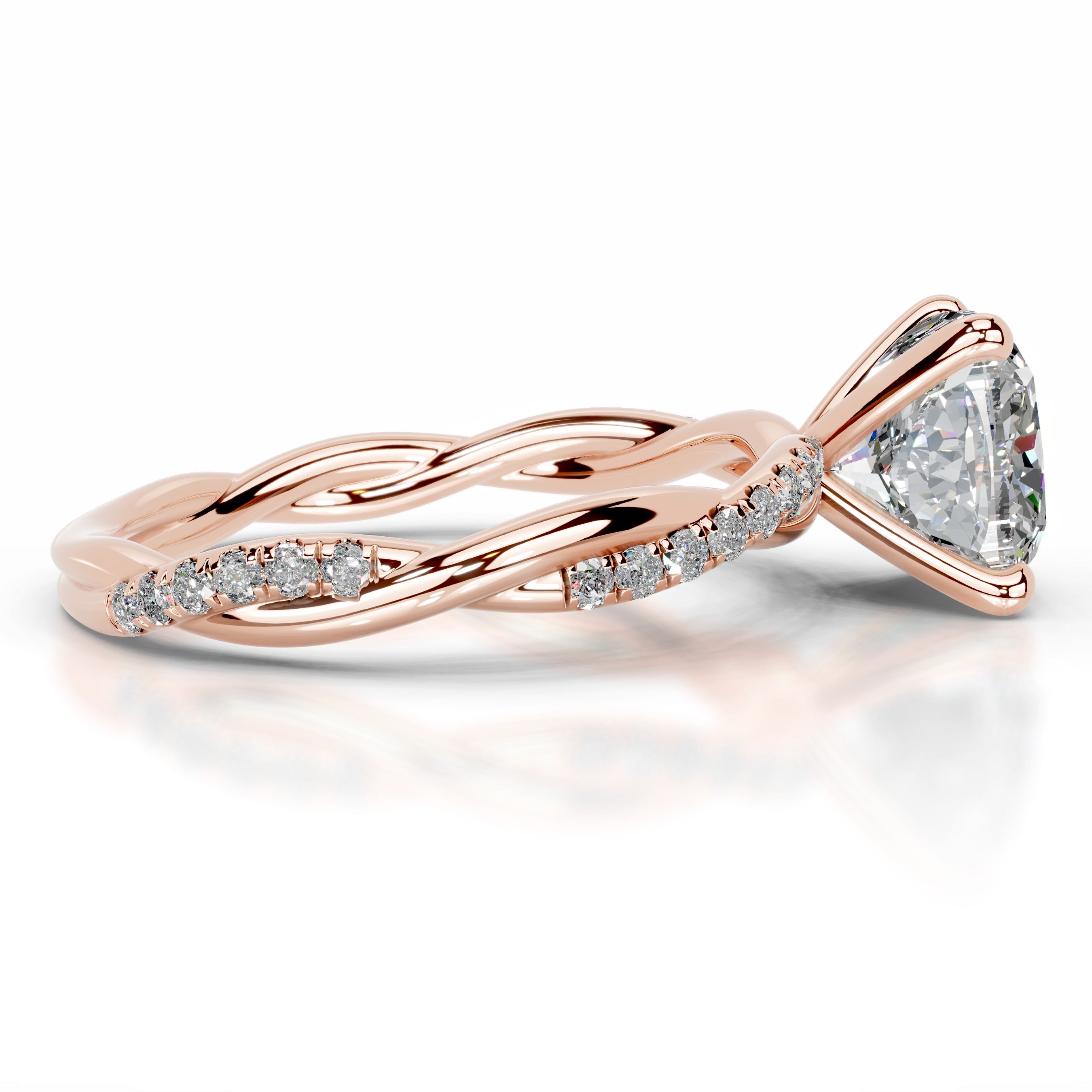 Crystal Moissanite & Diamonds Ring - 14K Rose Gold