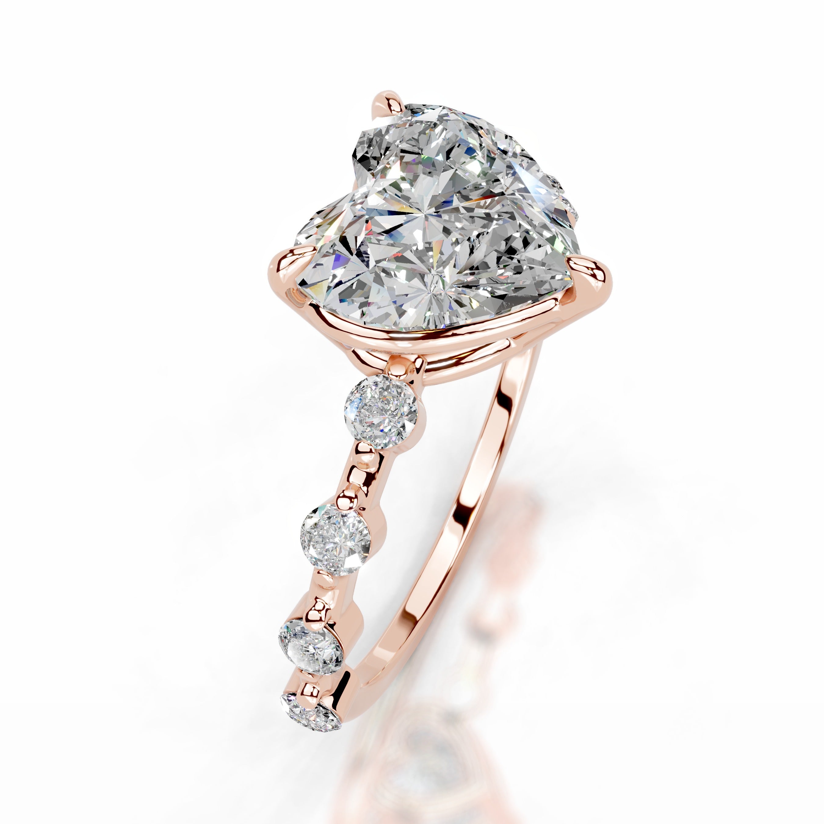 Bell Moissanite & Diamonds Ring - 14K Rose Gold