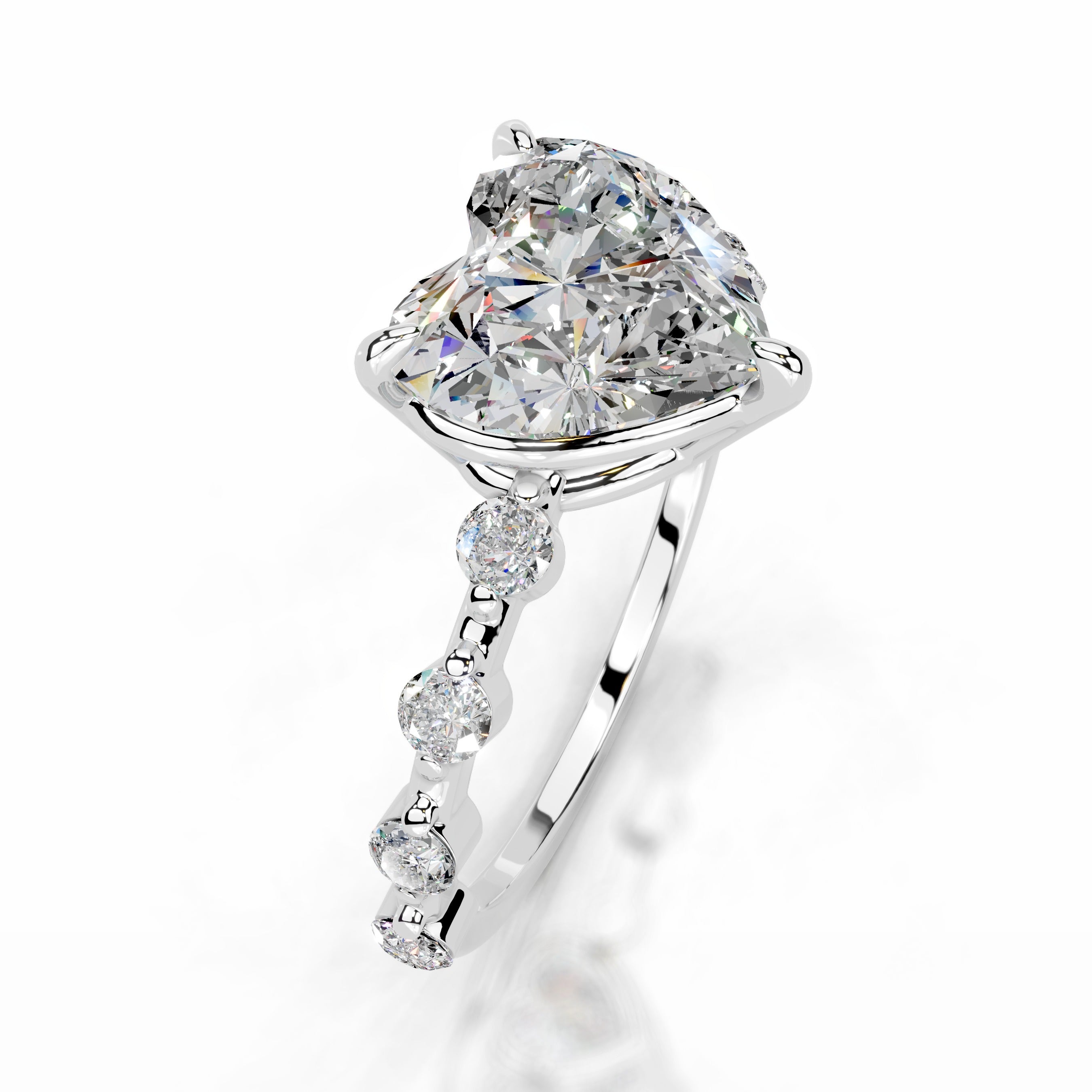 Bell Moissanite & Diamonds Ring - 14K White Gold