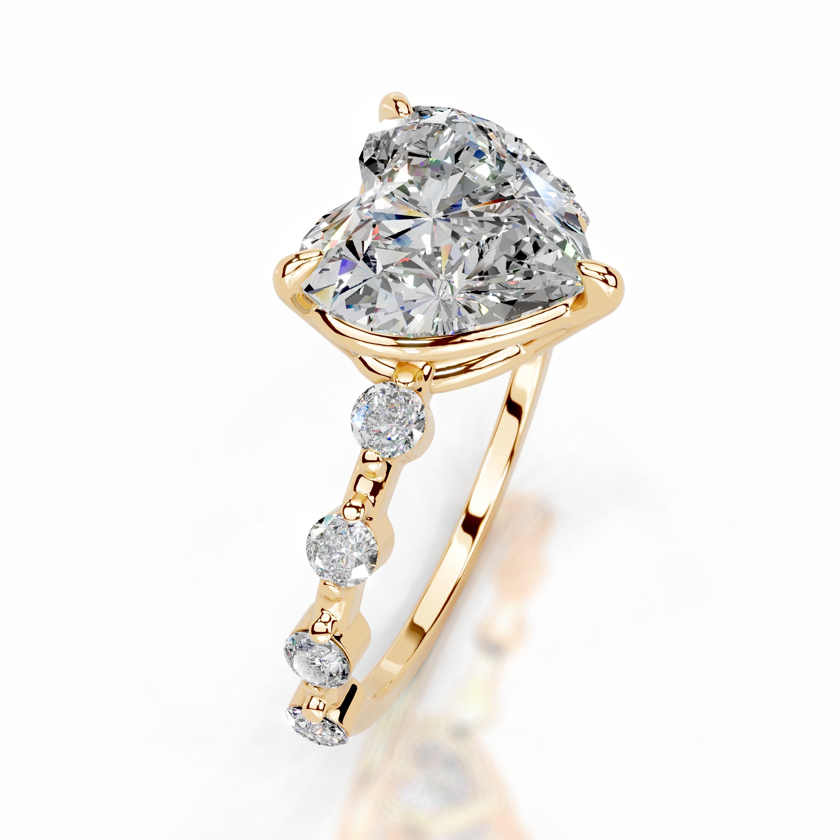 Bell Moissanite & Diamonds Ring - 18K Yellow Gold