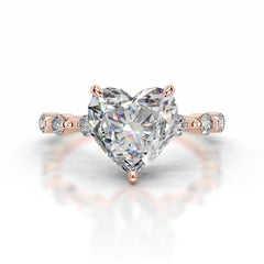 Bell Moissanite & Diamonds Ring - 14K Rose Gold