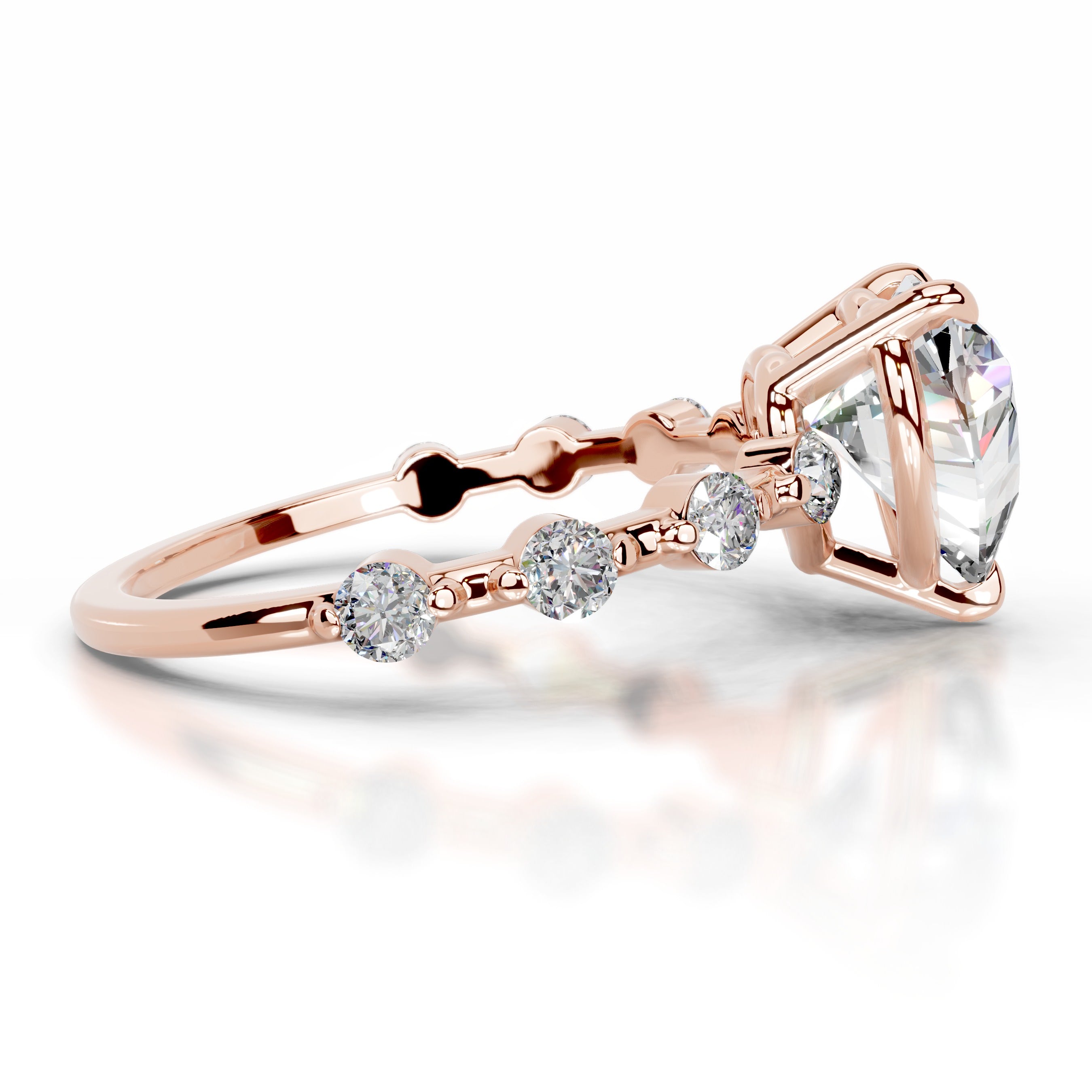 Bell Moissanite & Diamonds Ring - 14K Rose Gold