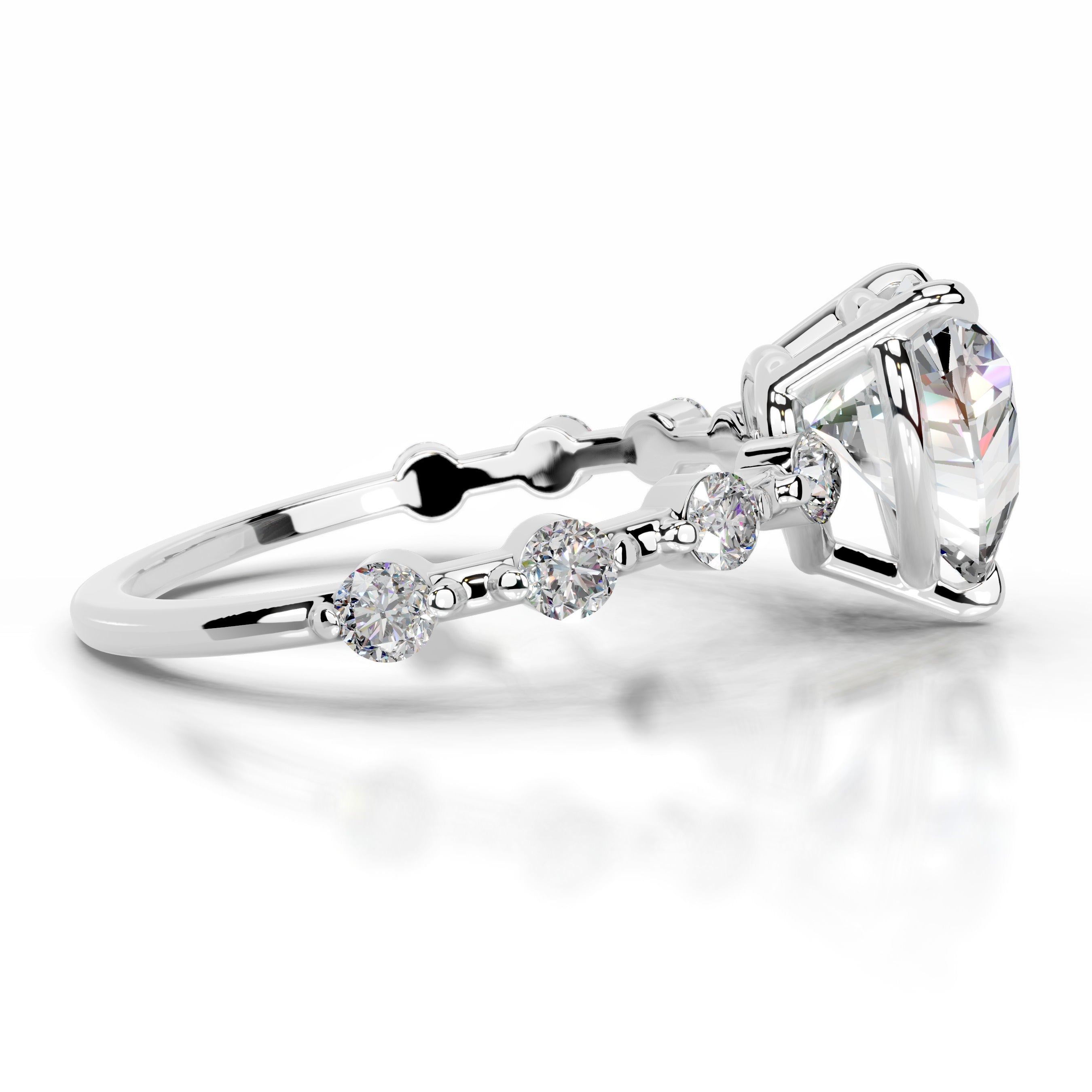 Bell Moissanite & Diamonds Ring - 14K White Gold