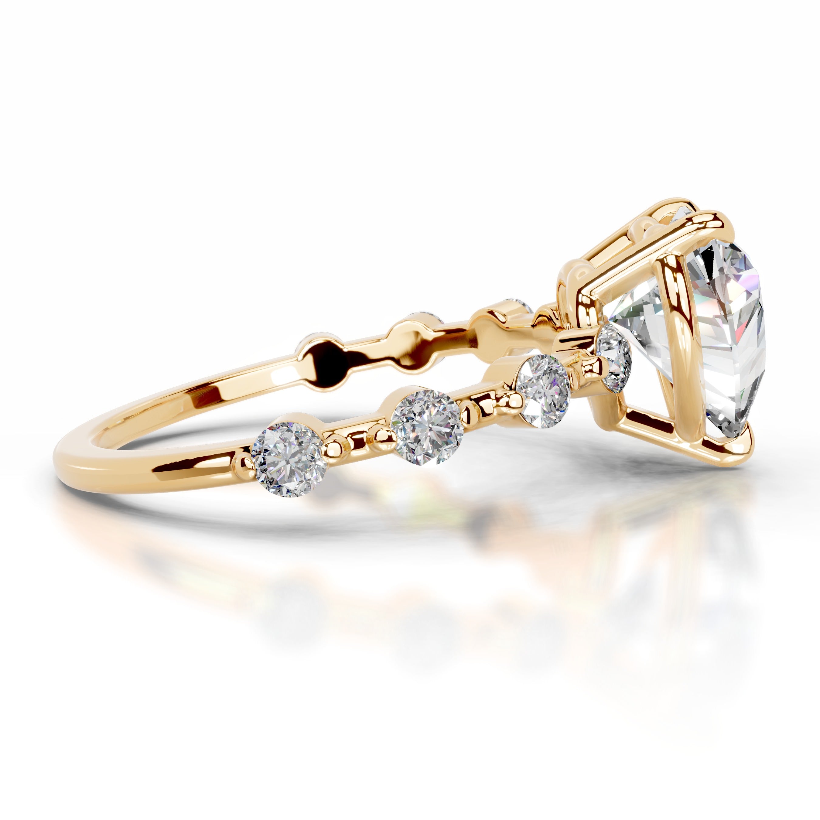 Bell Moissanite & Diamonds Ring - 18K Yellow Gold