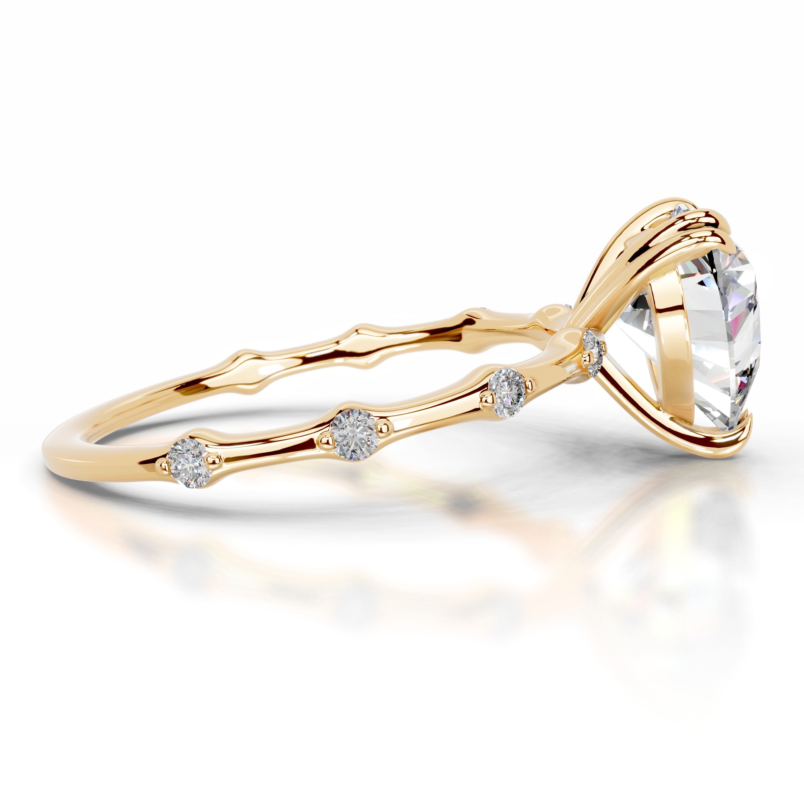 Wilma Moissanite & Diamonds Ring - 18K Yellow Gold