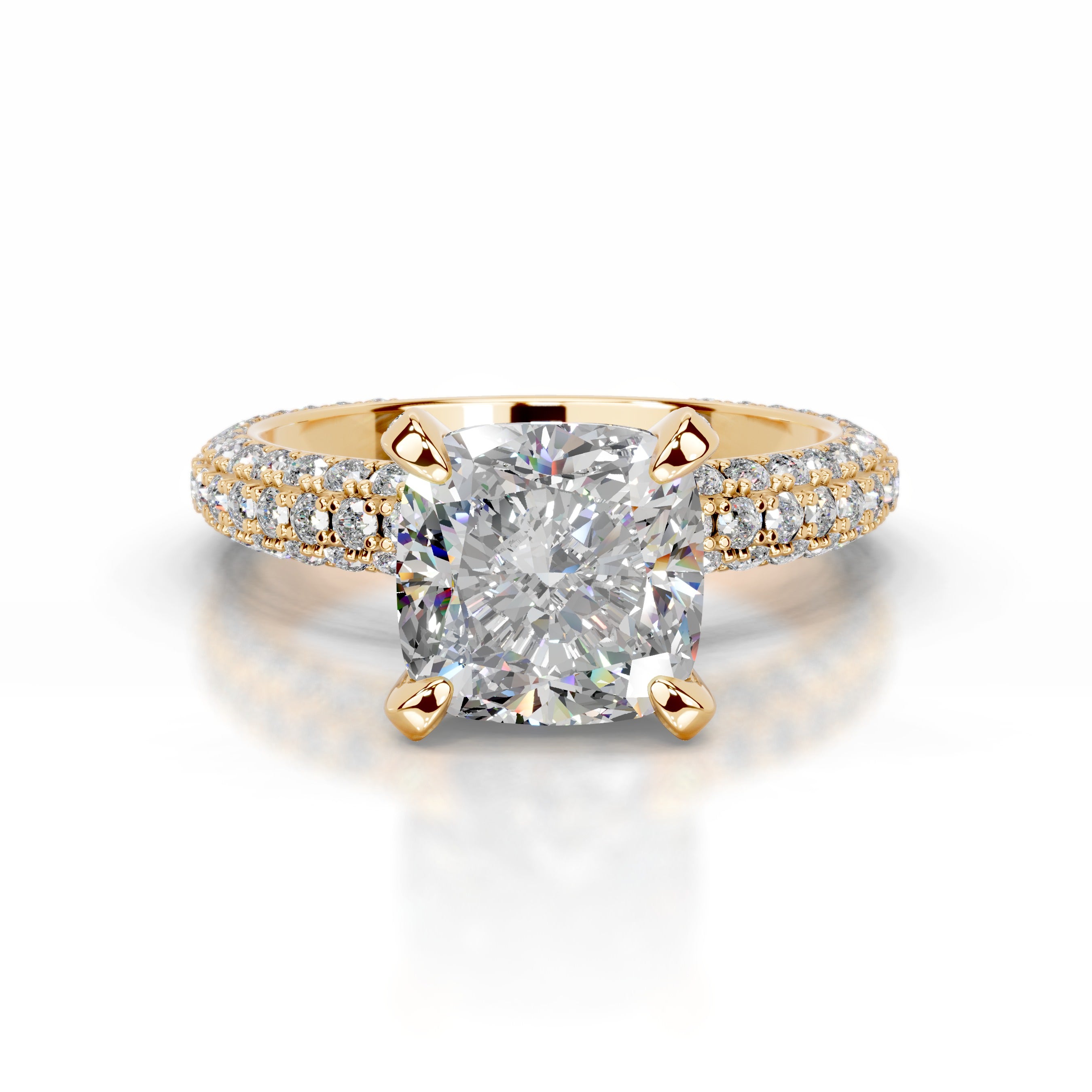 Milly Moissanite & Diamonds Ring - 18K Yellow Gold