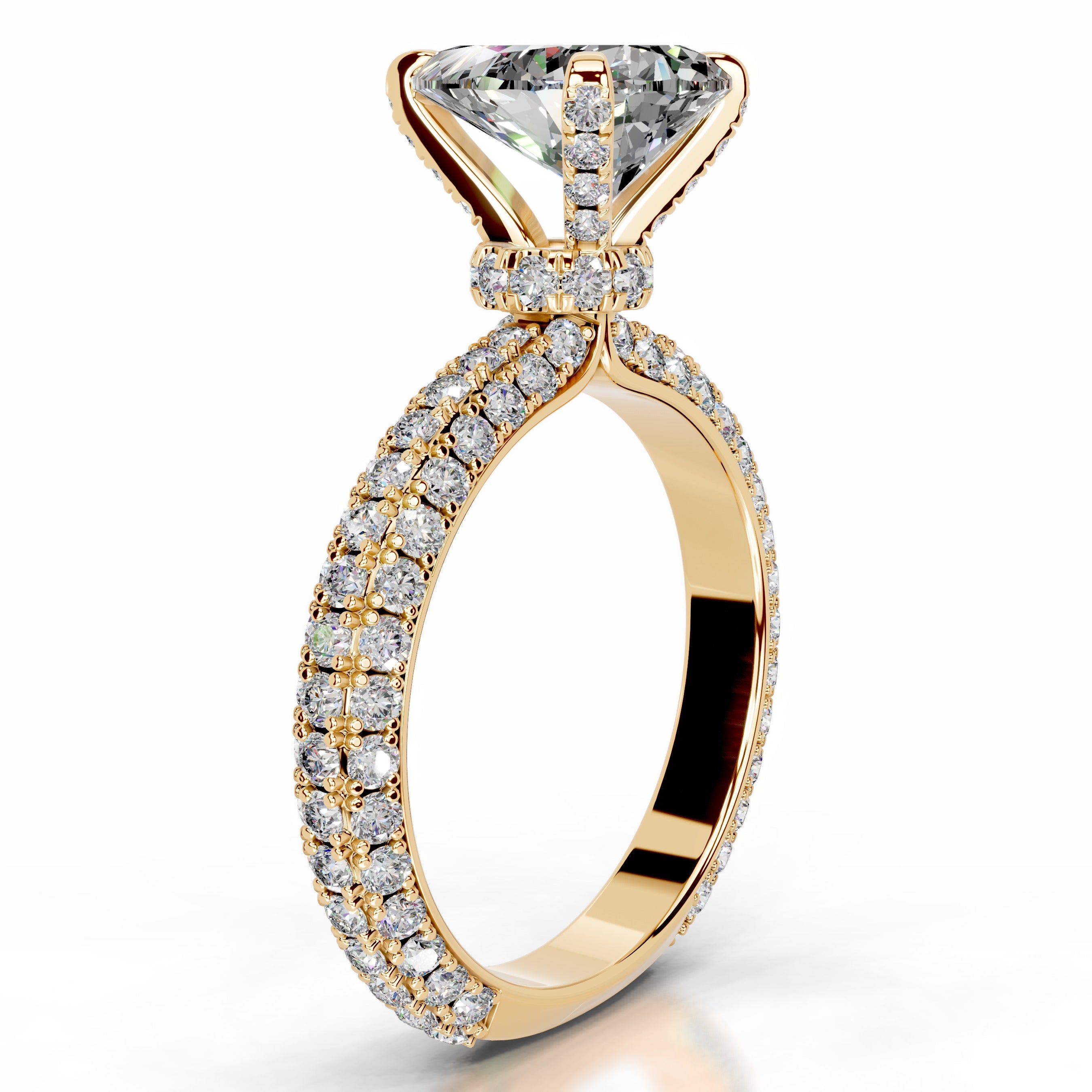 Milly Moissanite & Diamonds Ring - 18K Yellow Gold