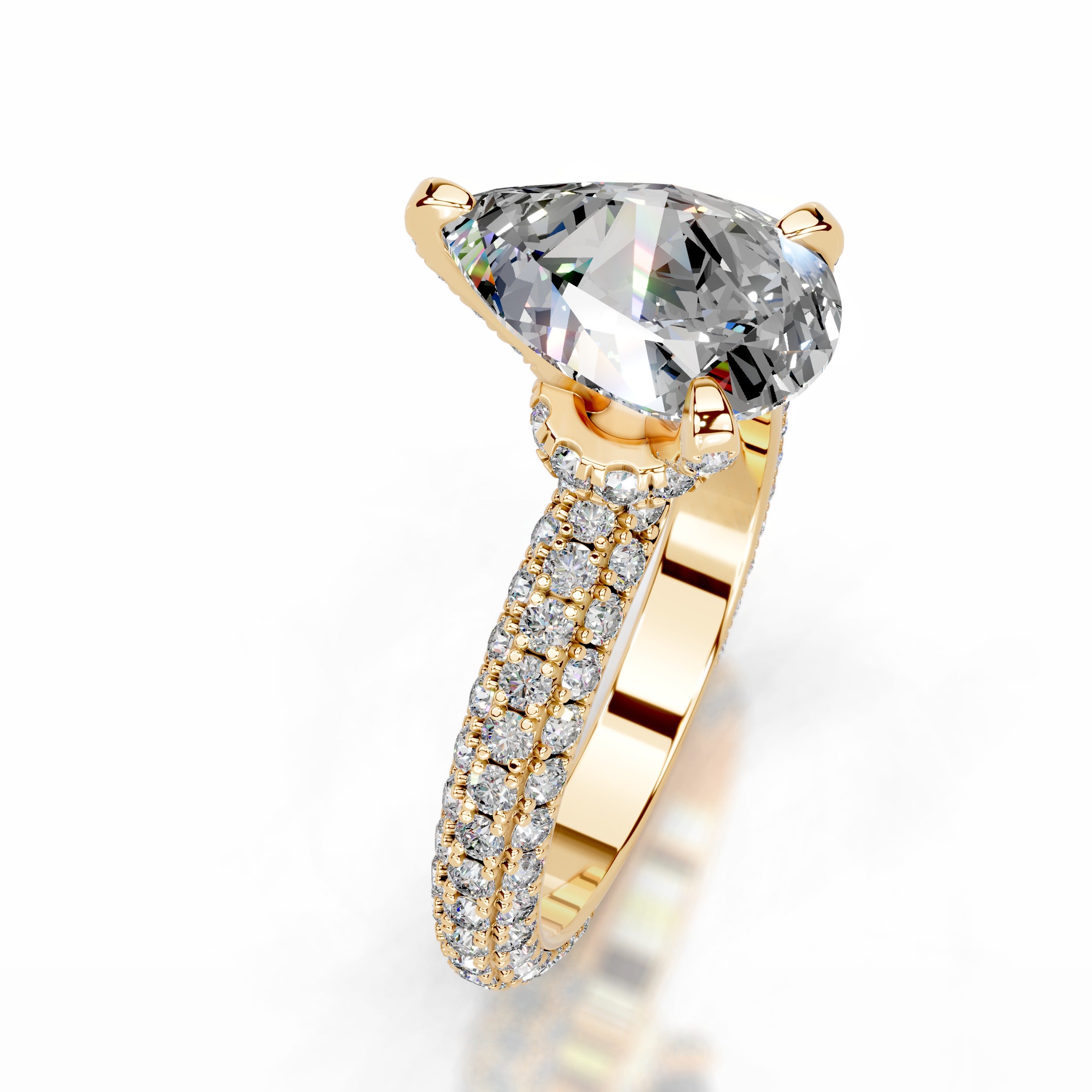 Milly Moissanite & Diamonds Ring - 18K Yellow Gold