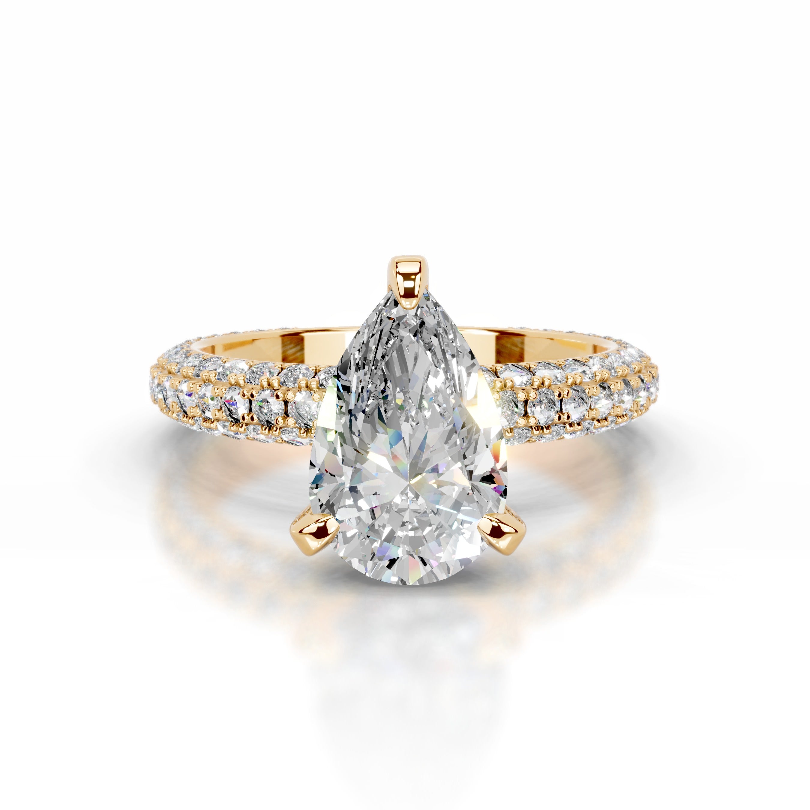 Milly Moissanite & Diamonds Ring - 18K Yellow Gold