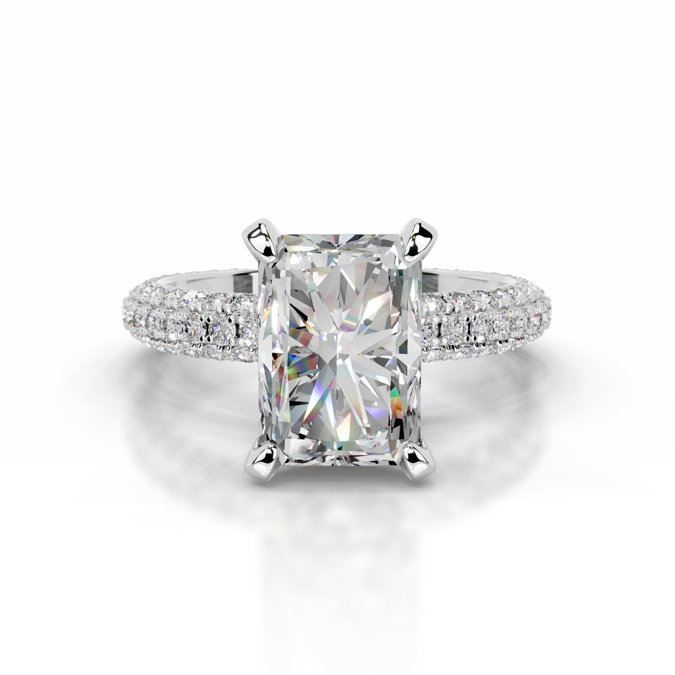 Milly Moissanite & Diamonds Ring - 14K White Gold