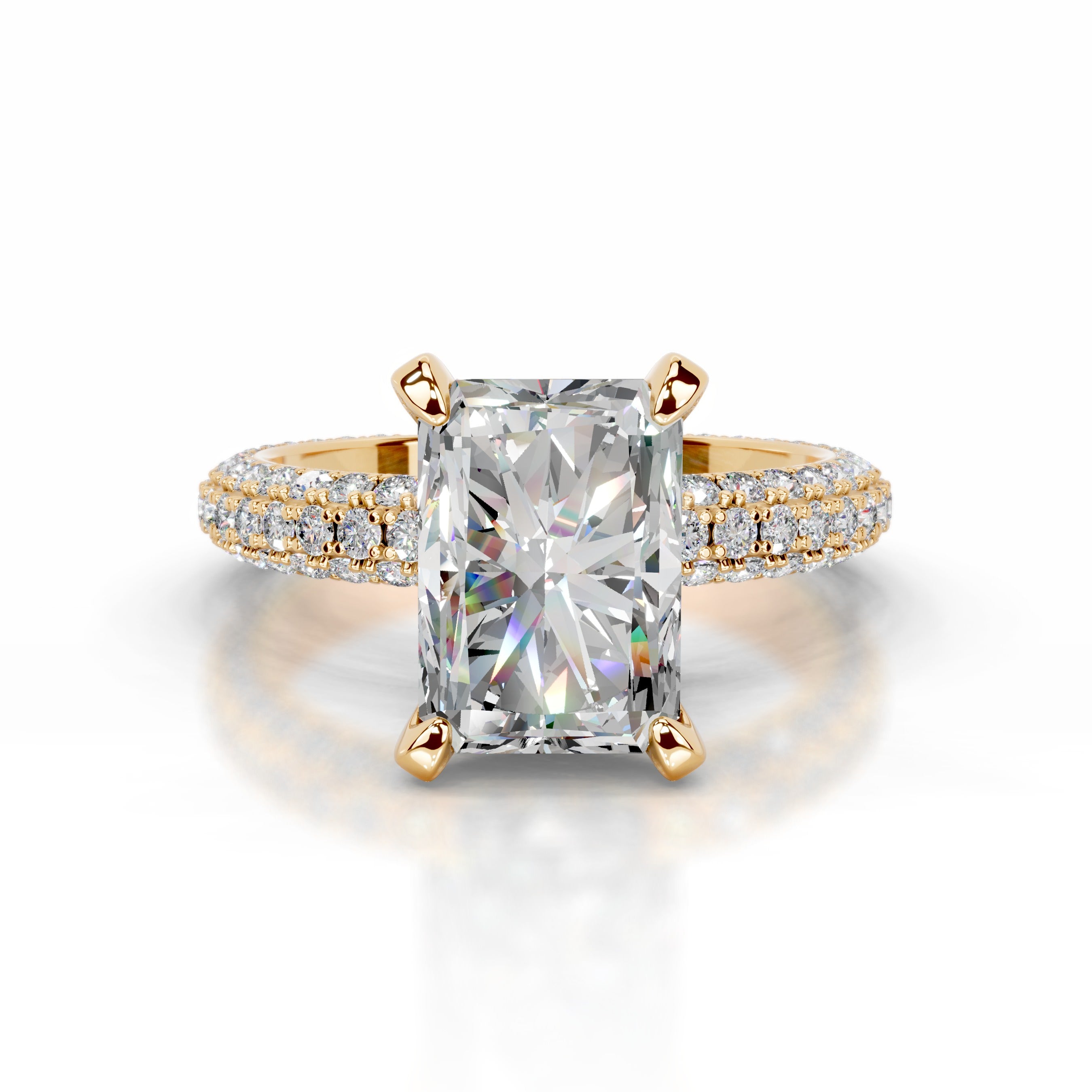 Milly Moissanite & Diamonds Ring - 18K Yellow Gold