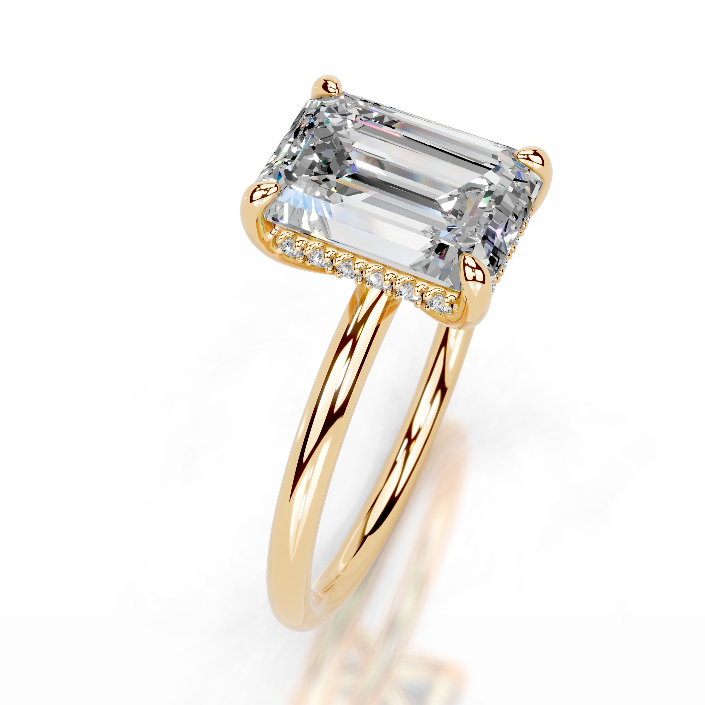 Willow Moissanite & Diamond Ring - 18K Yellow Gold