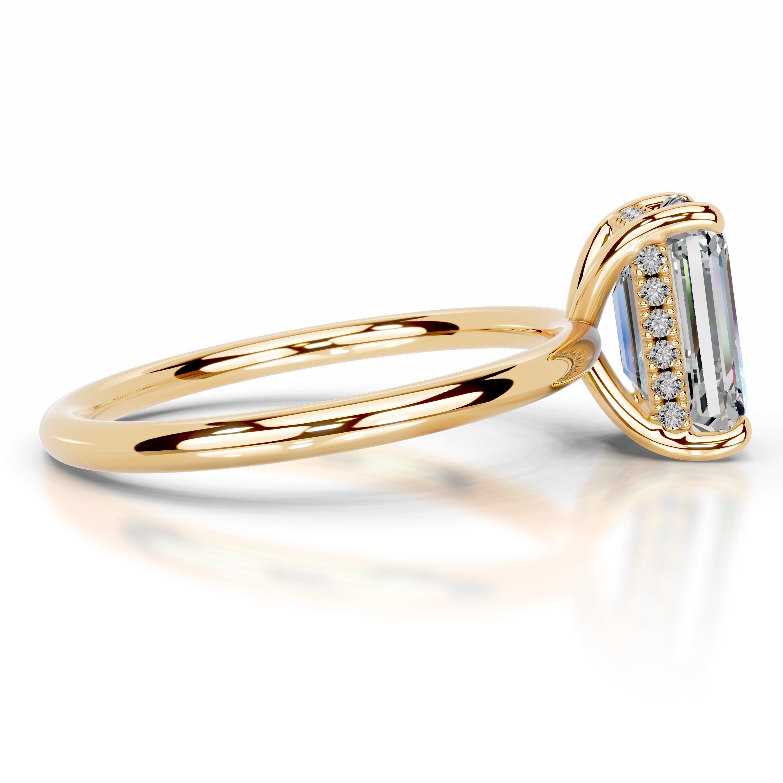 Willow Moissanite & Diamond Ring - 18K Yellow Gold