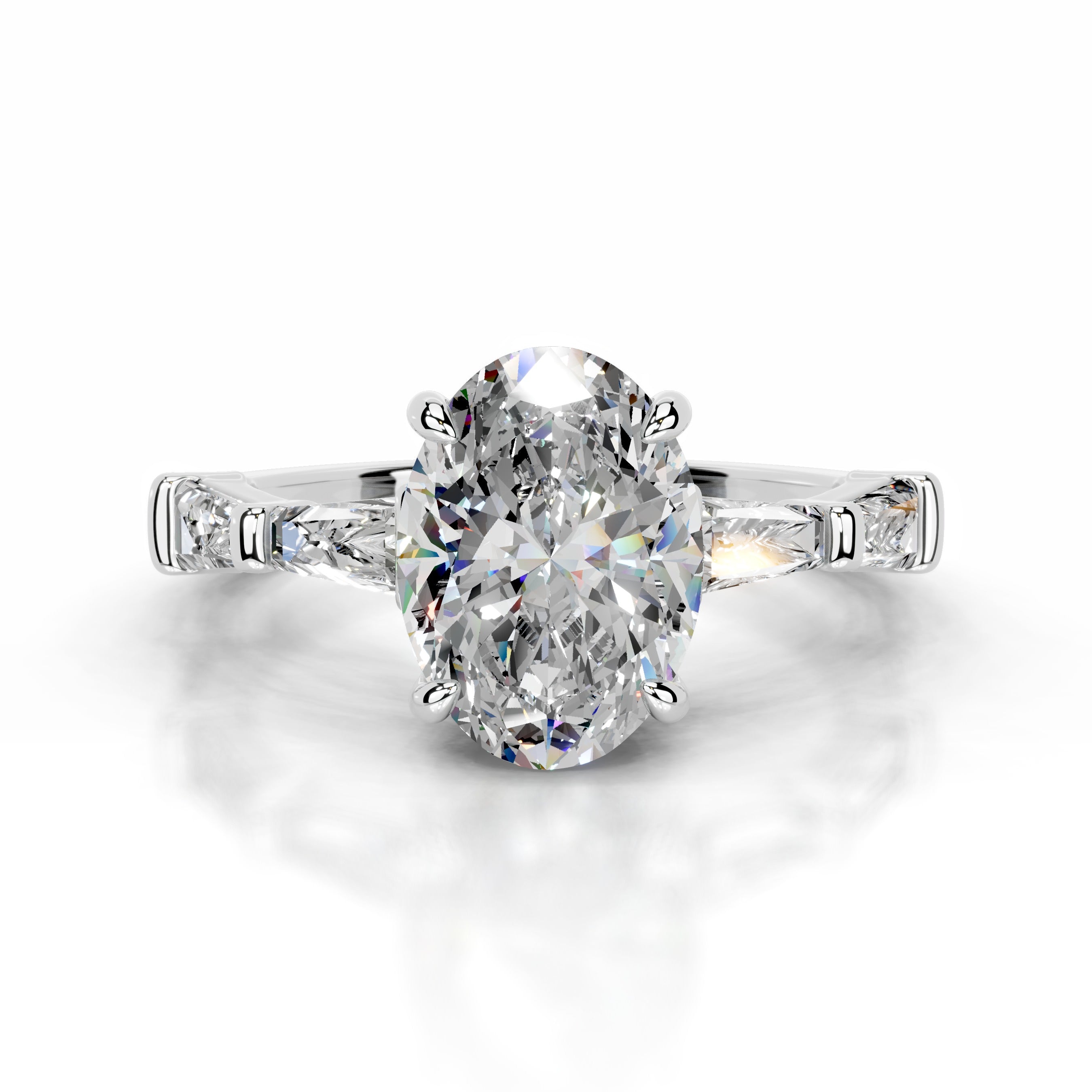 Nidia Moissanite & Diamond Ring - 14K White Gold