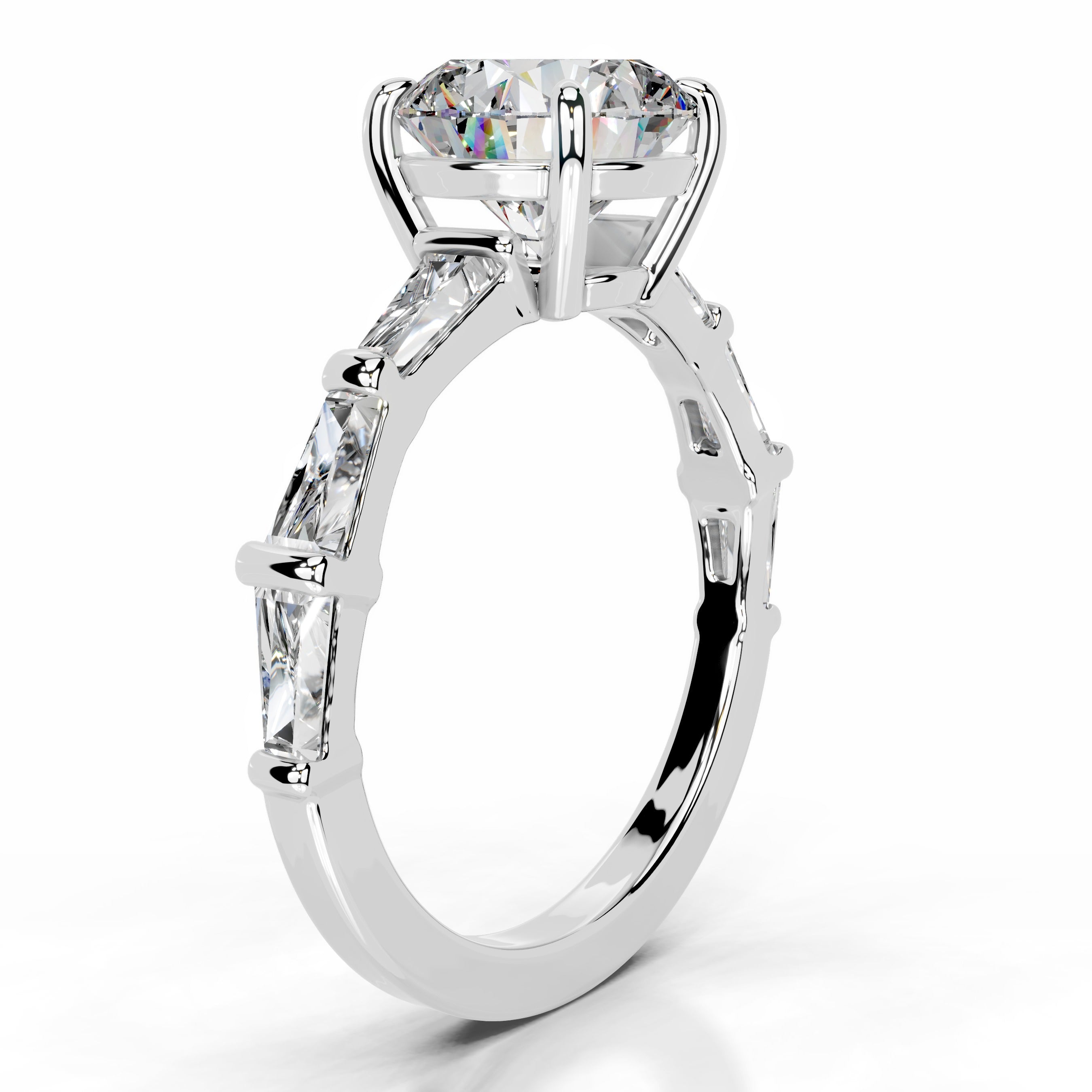 Nidia Moissanite & Diamond Ring - 14K White Gold