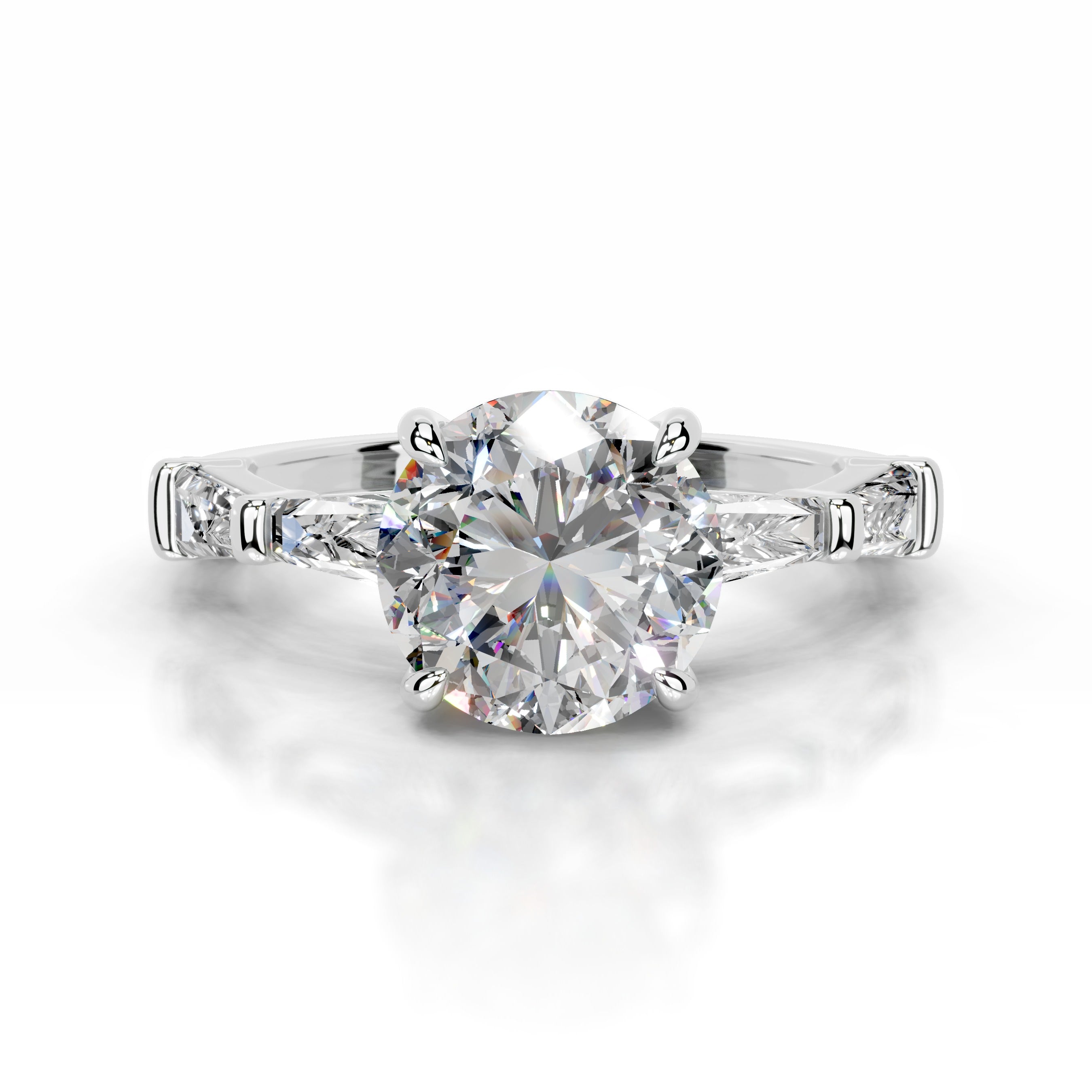 Nidia Moissanite & Diamond Ring - 14K White Gold