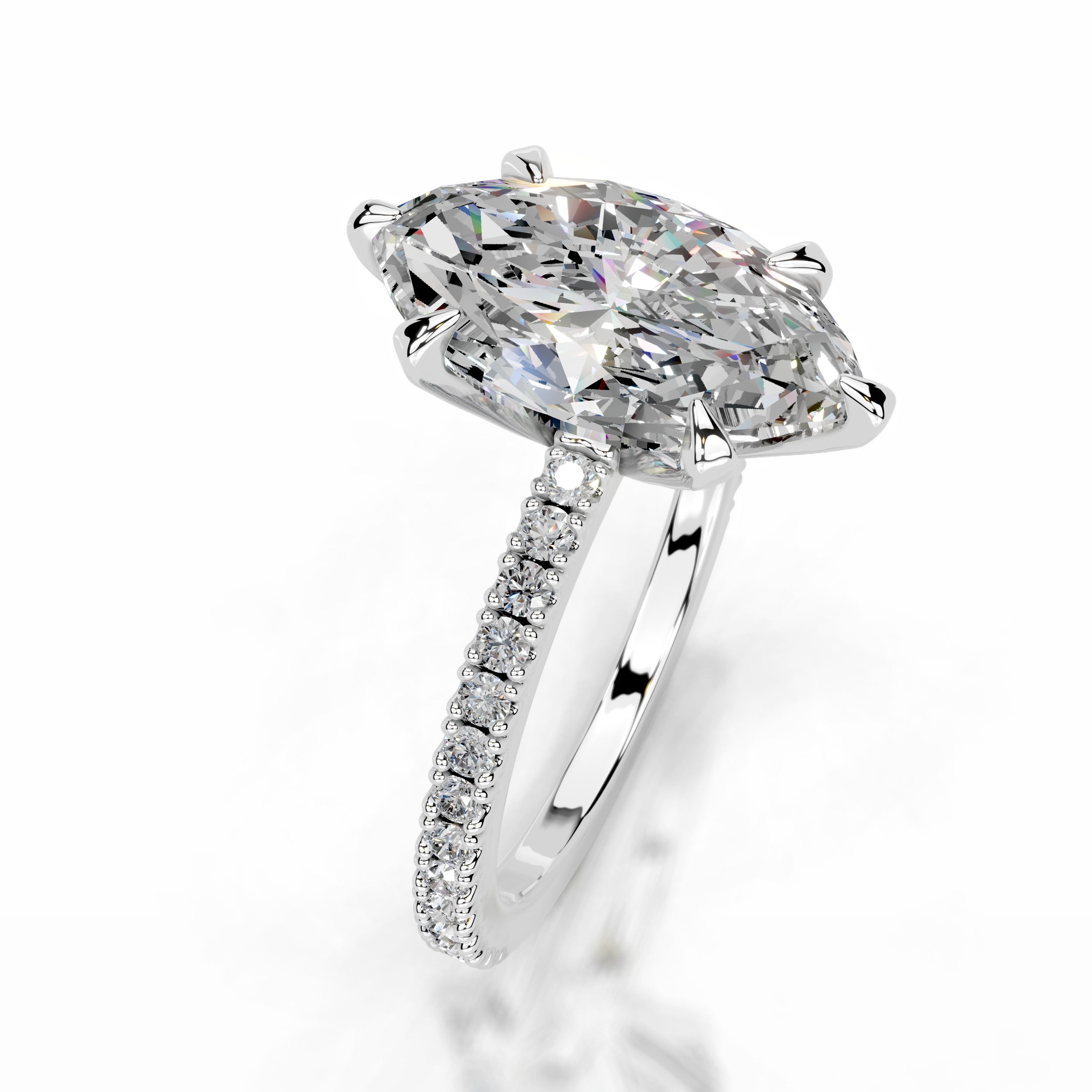 Luisana Moissanite & Diamond Ring - 14K White Gold