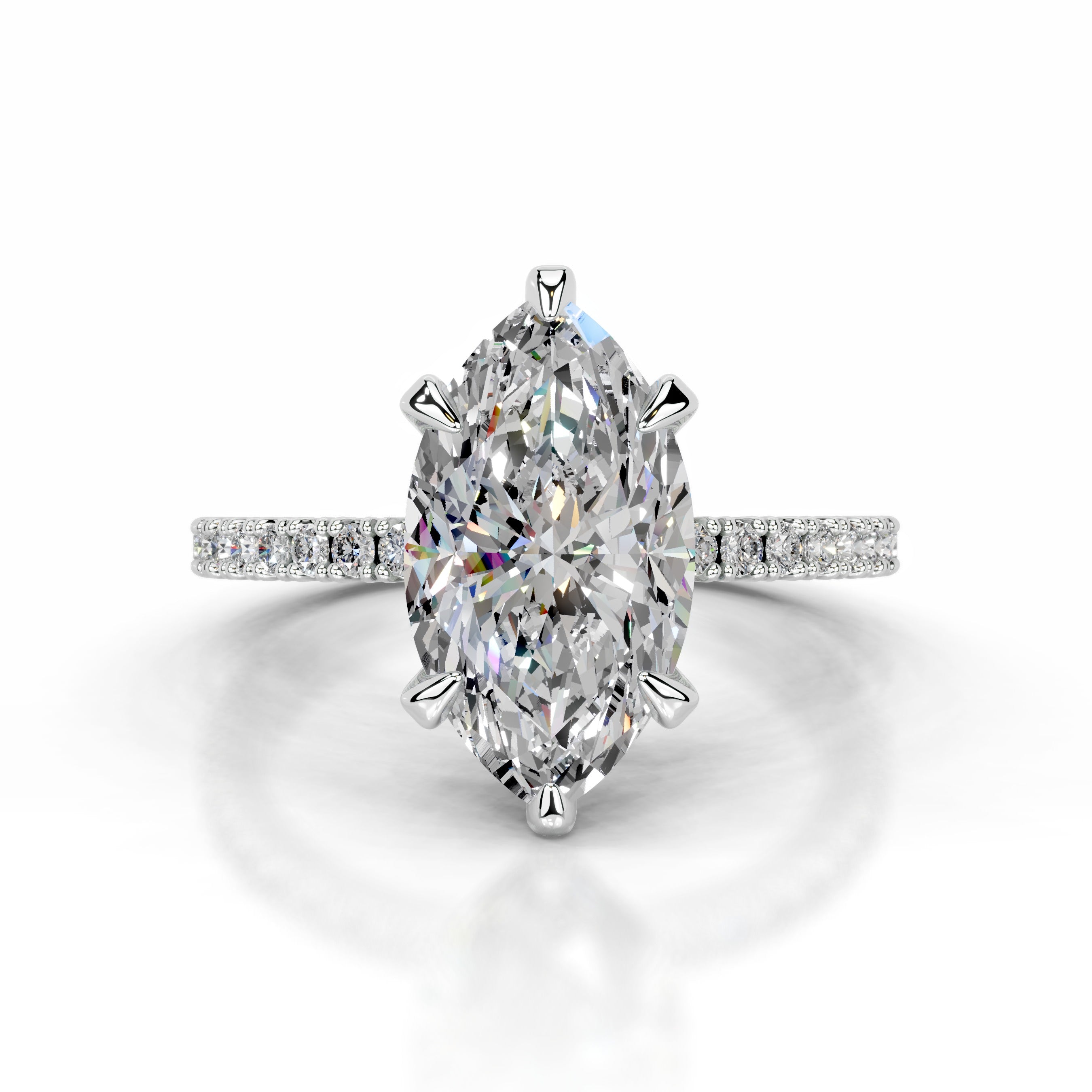 Luisana Moissanite & Diamond Ring - 14K White Gold