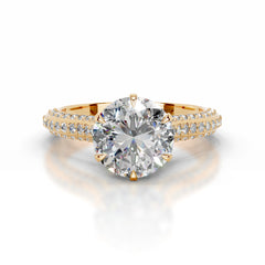 Joana Moissanite & Diamond Ring - 18K Yellow Gold