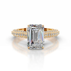 Joana Moissanite & Diamond Ring - 18K Yellow Gold