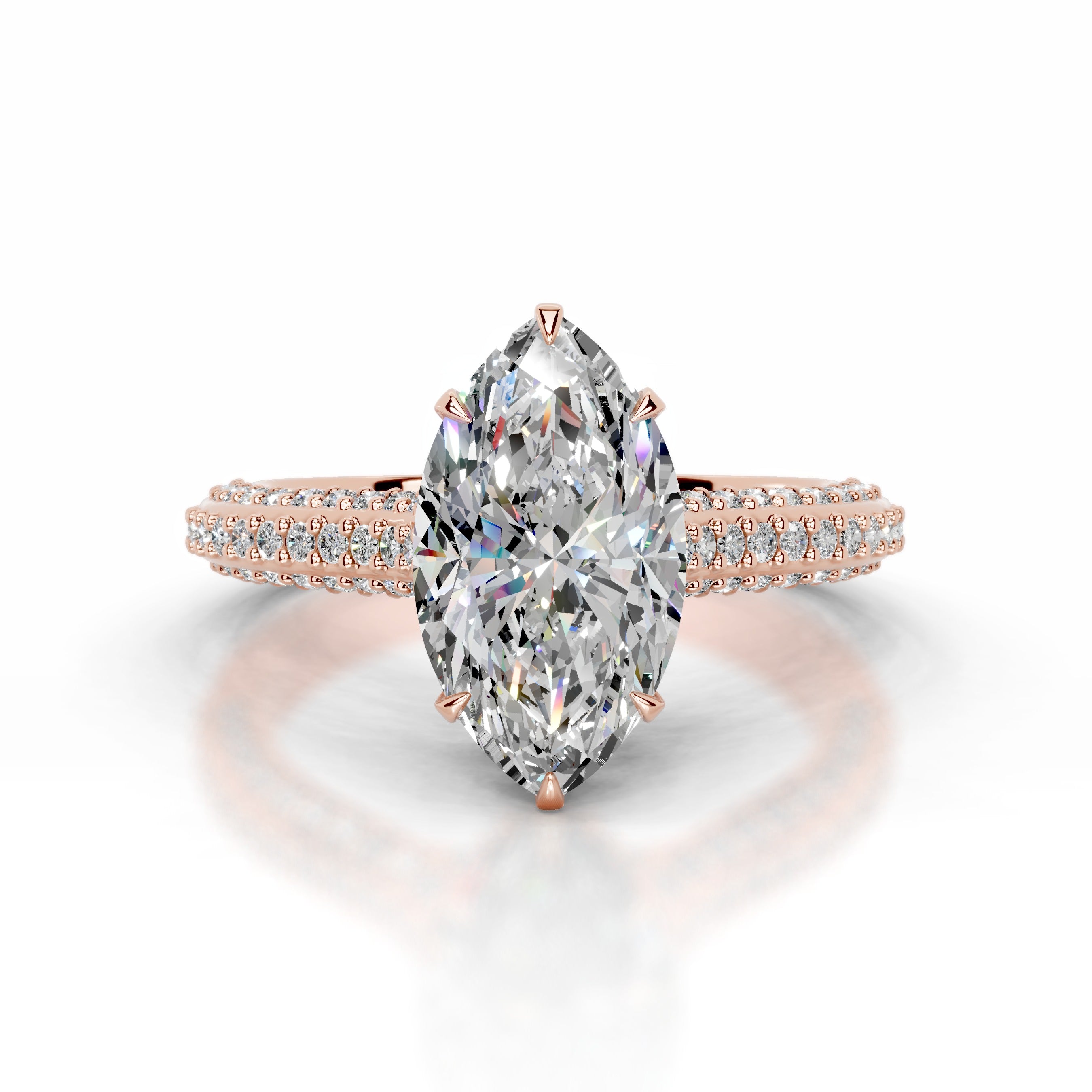 Joana Moissanite & Diamond Ring - 14K Rose Gold