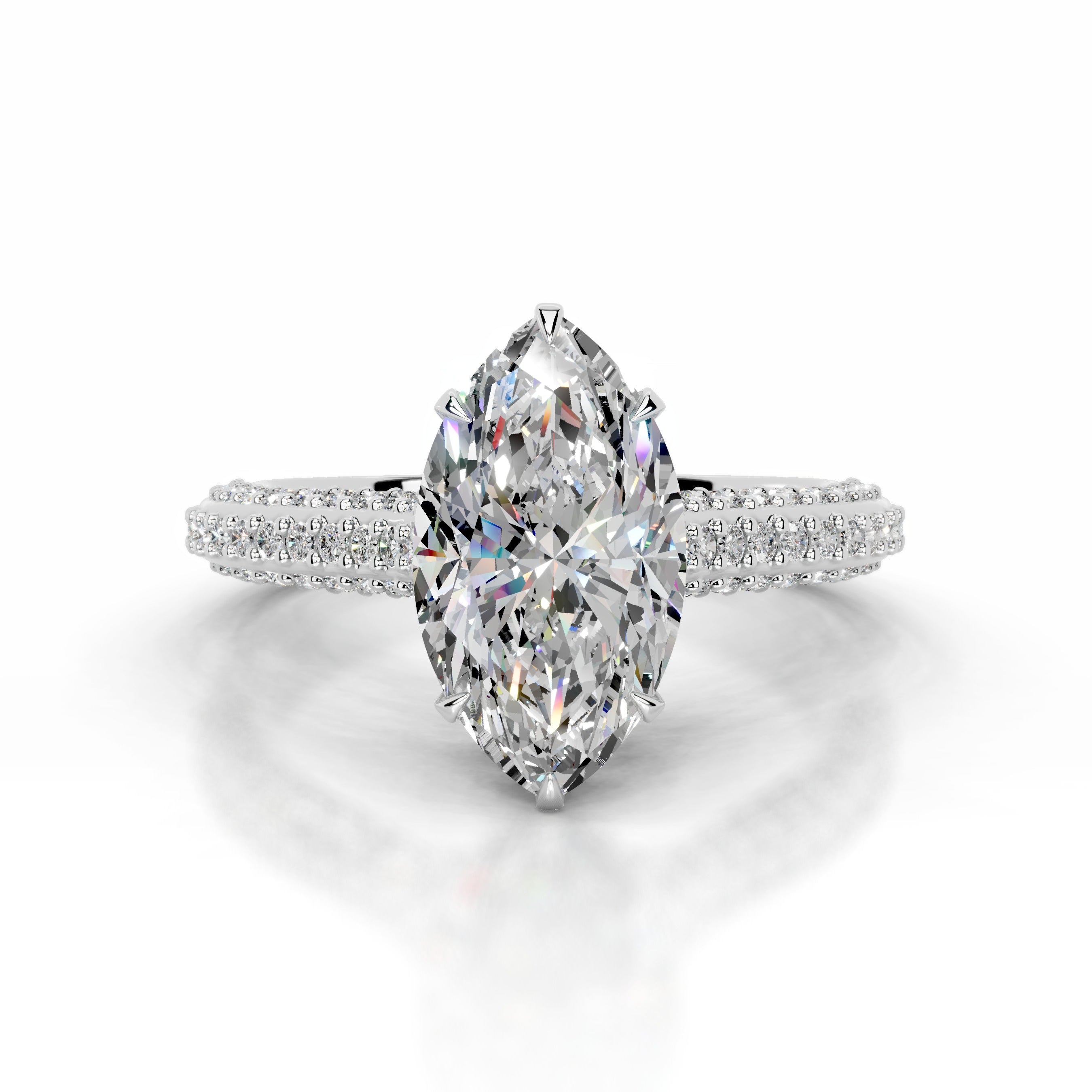 Joana Moissanite & Diamond Ring - 14K White Gold