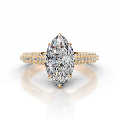 Joana Moissanite & Diamond Ring - 18K Yellow Gold