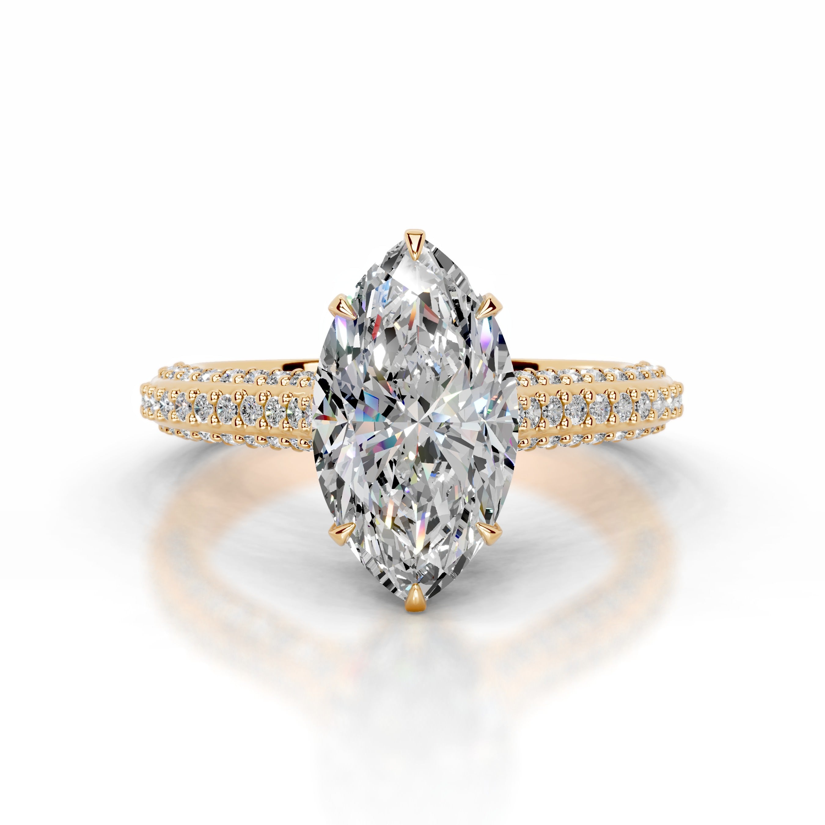 Joana Moissanite & Diamond Ring - 18K Yellow Gold