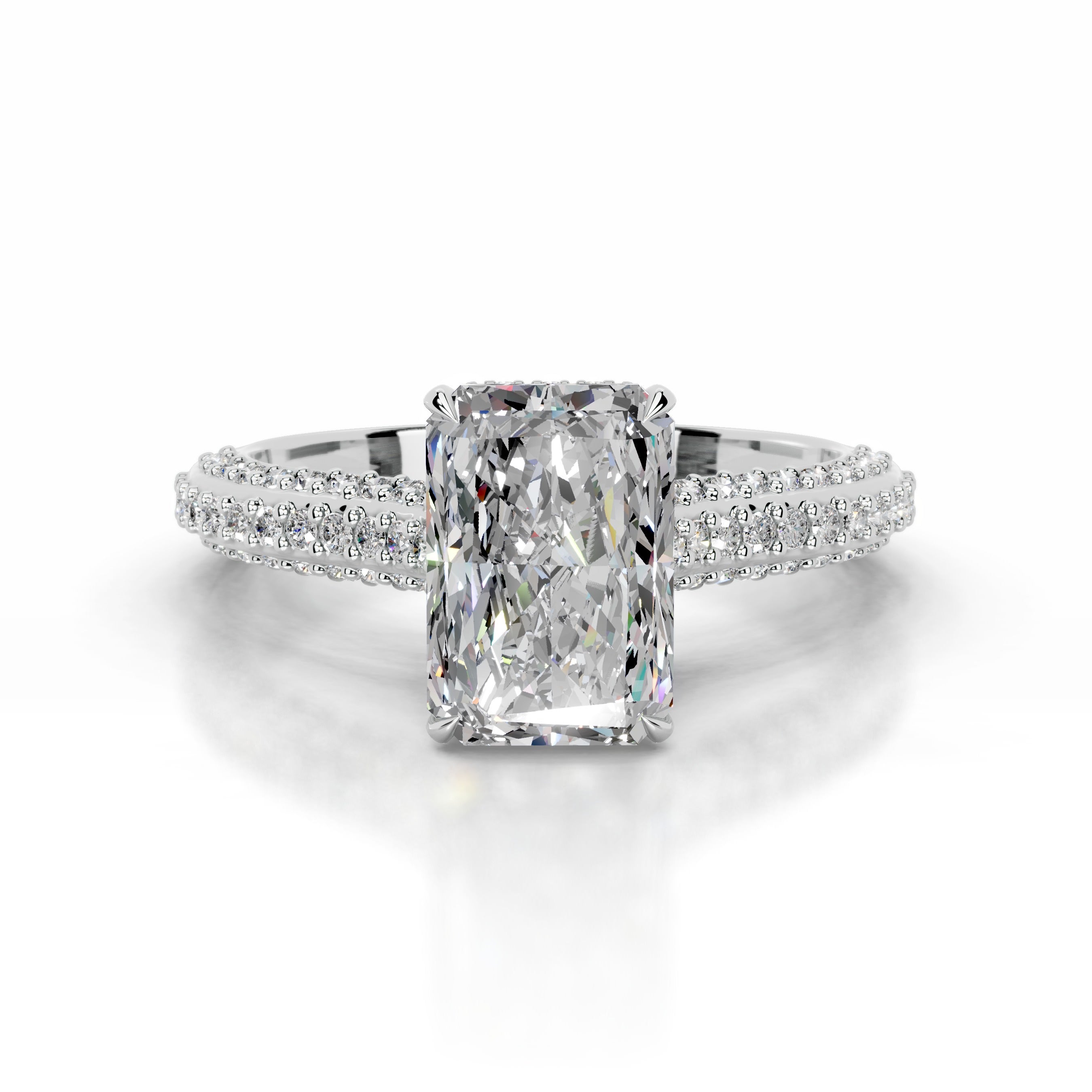 Joana Moissanite & Diamond Ring - 18K White Gold