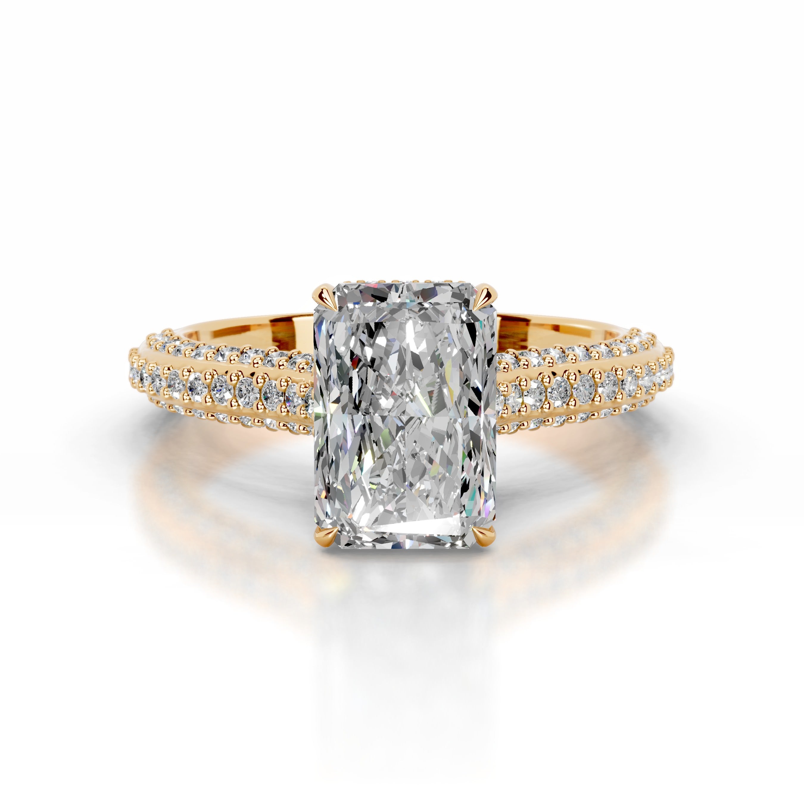 Joana Moissanite & Diamond Ring - 18K Yellow Gold