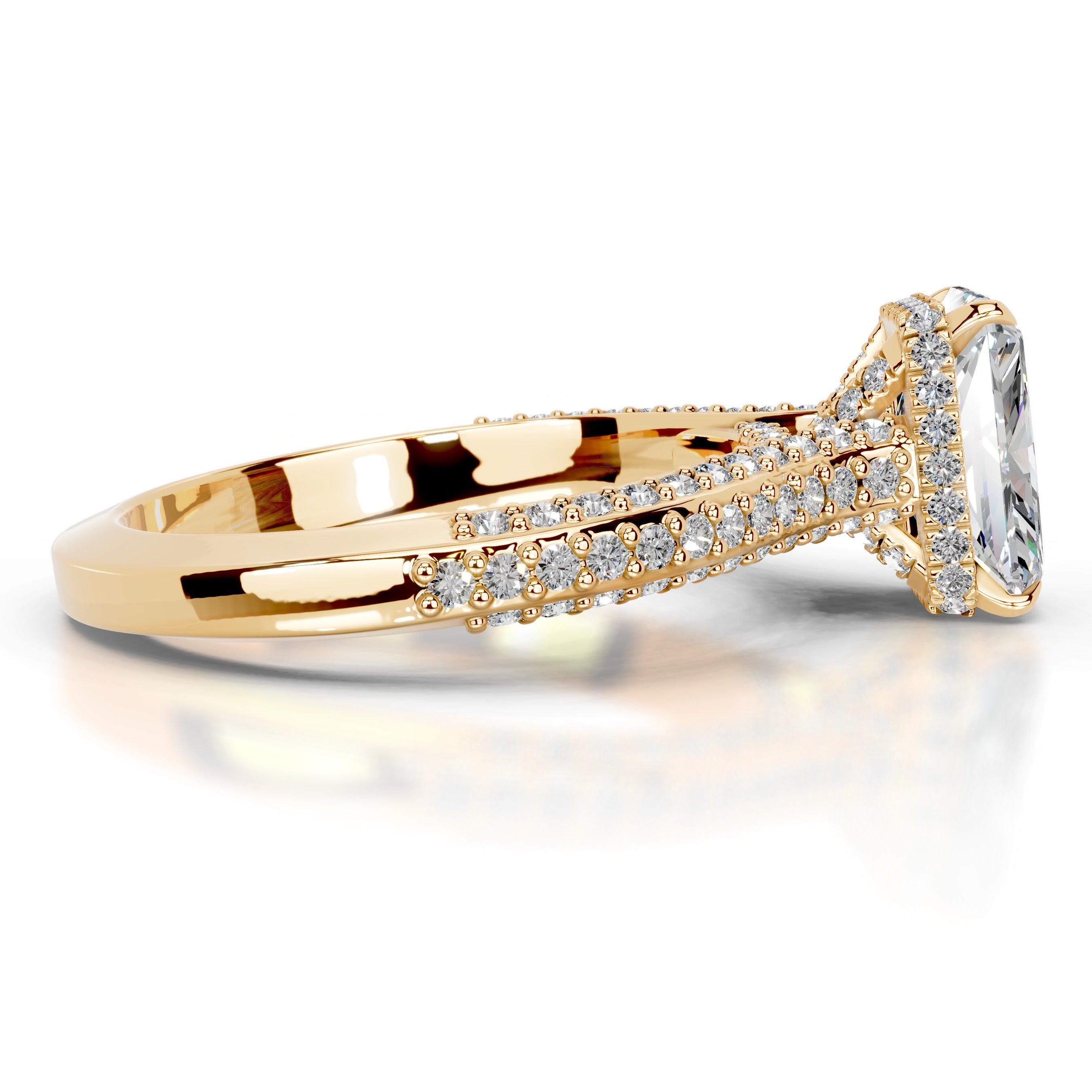 Joana Moissanite & Diamond Ring - 18K Yellow Gold