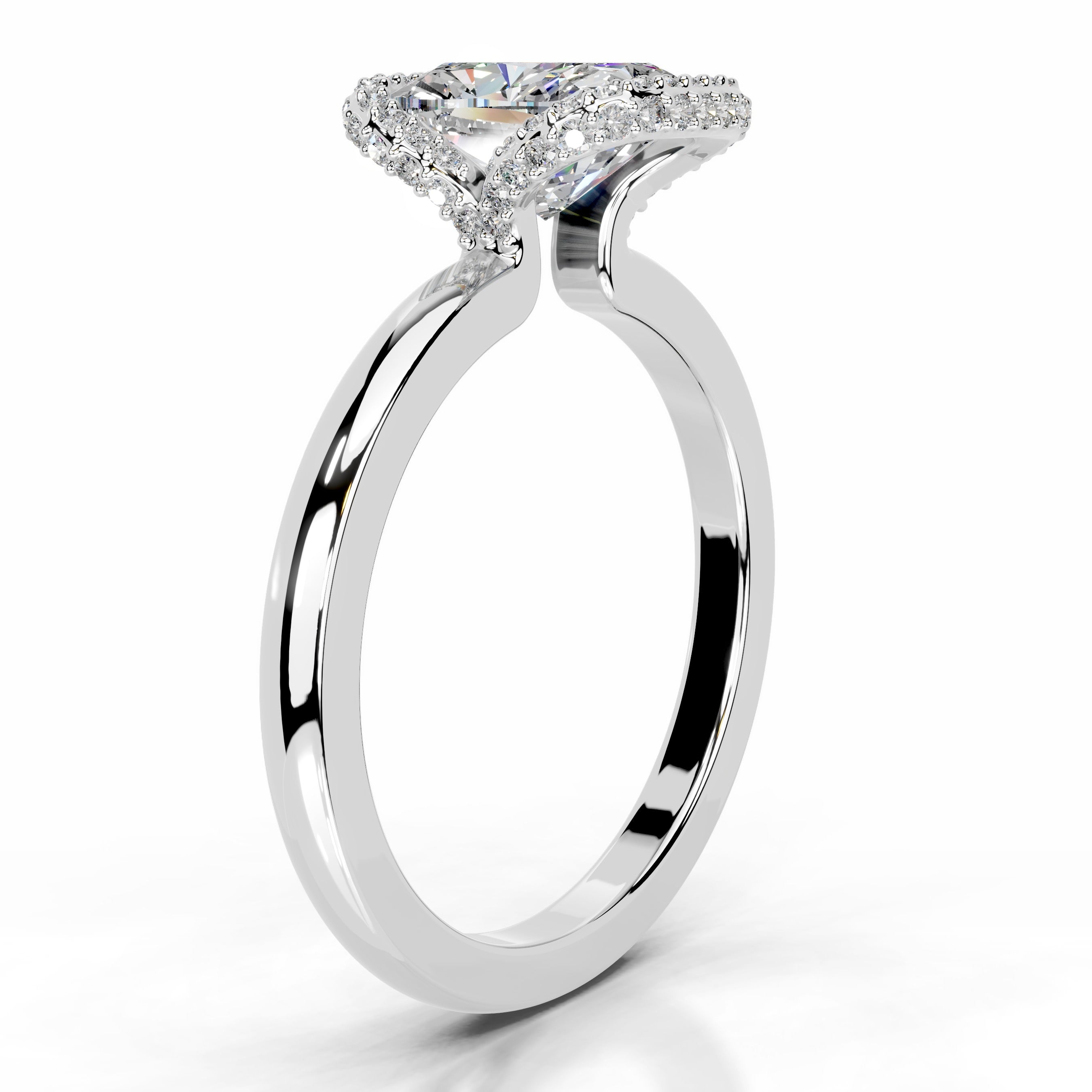 Bowie Moissanite & Diamond Ring - 14K White Gold