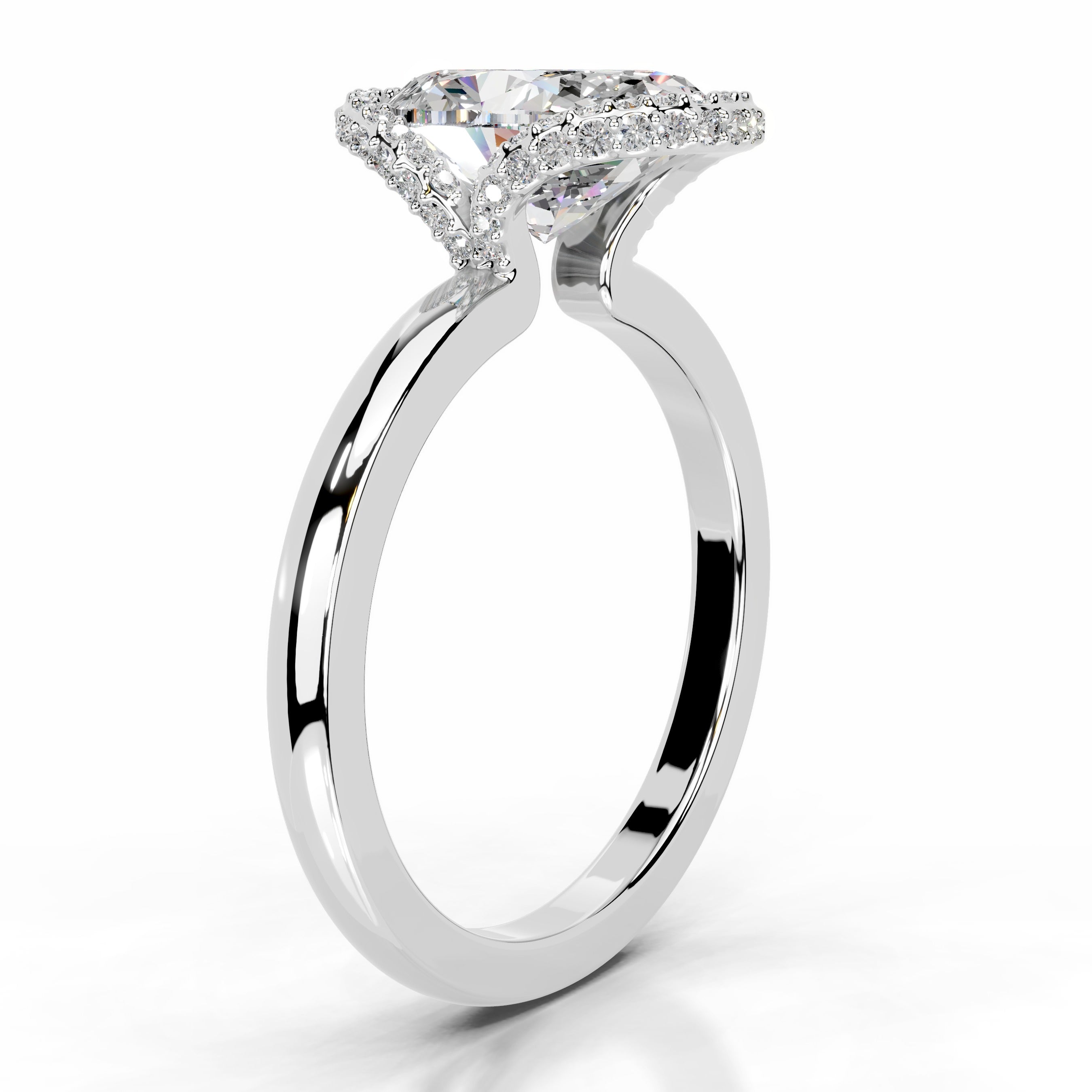 Bowie Moissanite & Diamond Ring - 14K White Gold