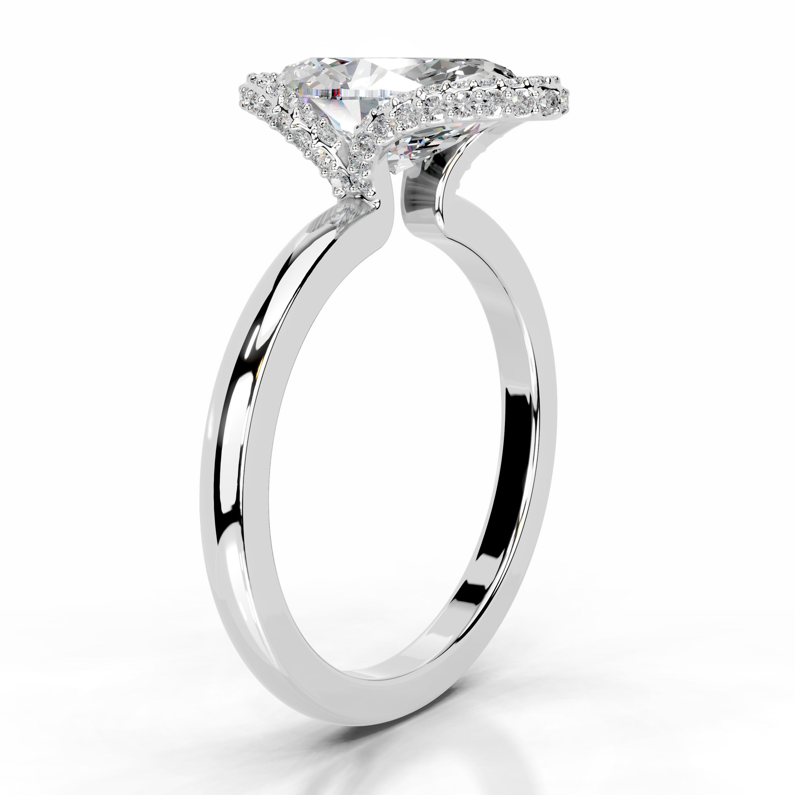 Bowie Moissanite & Diamond Ring - 14K White Gold