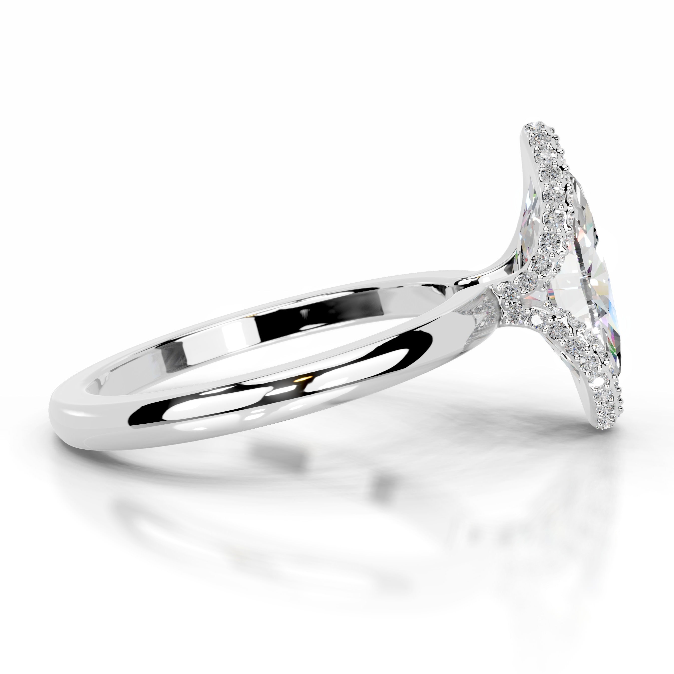 Bowie Moissanite & Diamond Ring - 14K White Gold